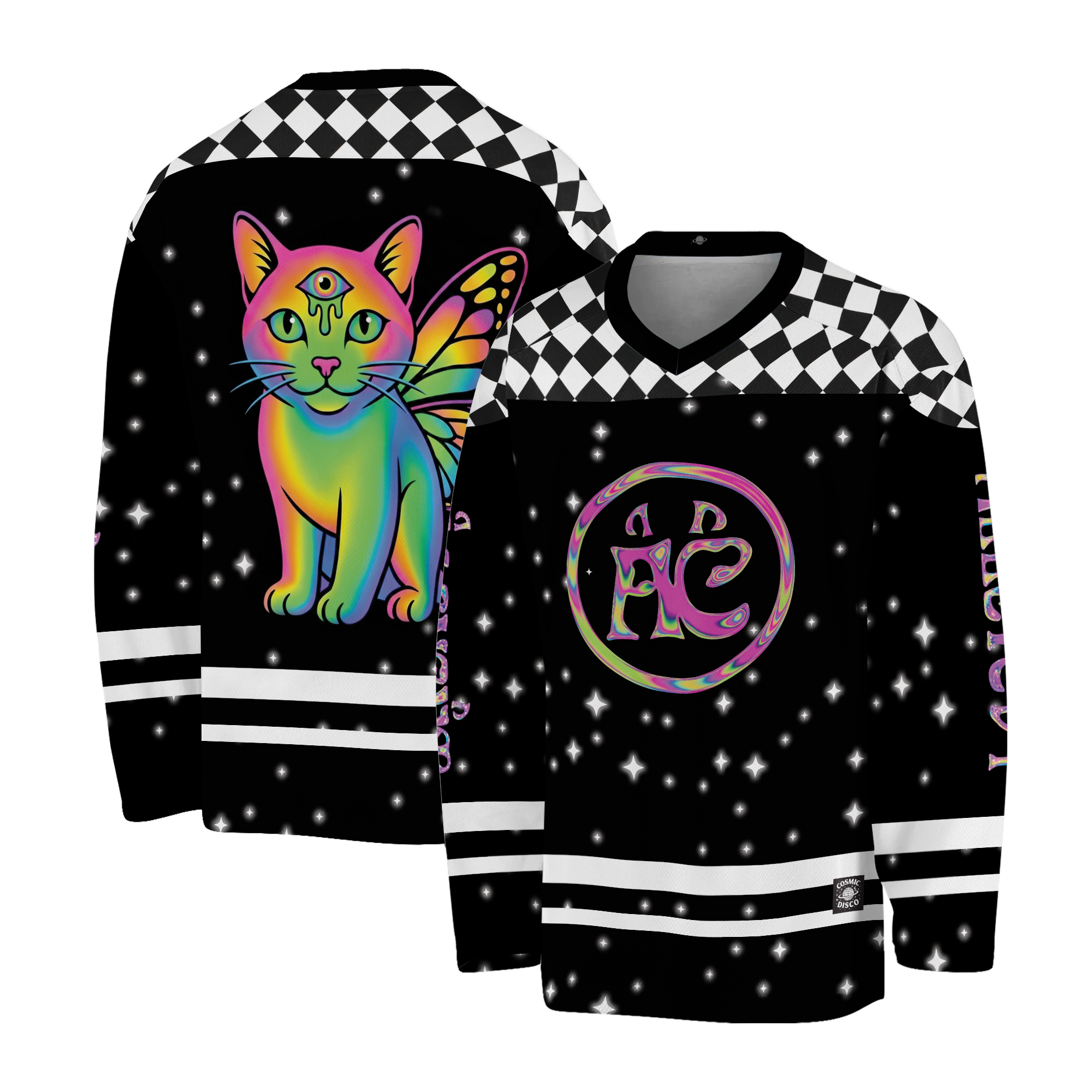 ALLEYCVT Inspired Rave Jersey, Psychedelic Festival Outfit, Men's Hockey Jersey for Bass Music Lovers