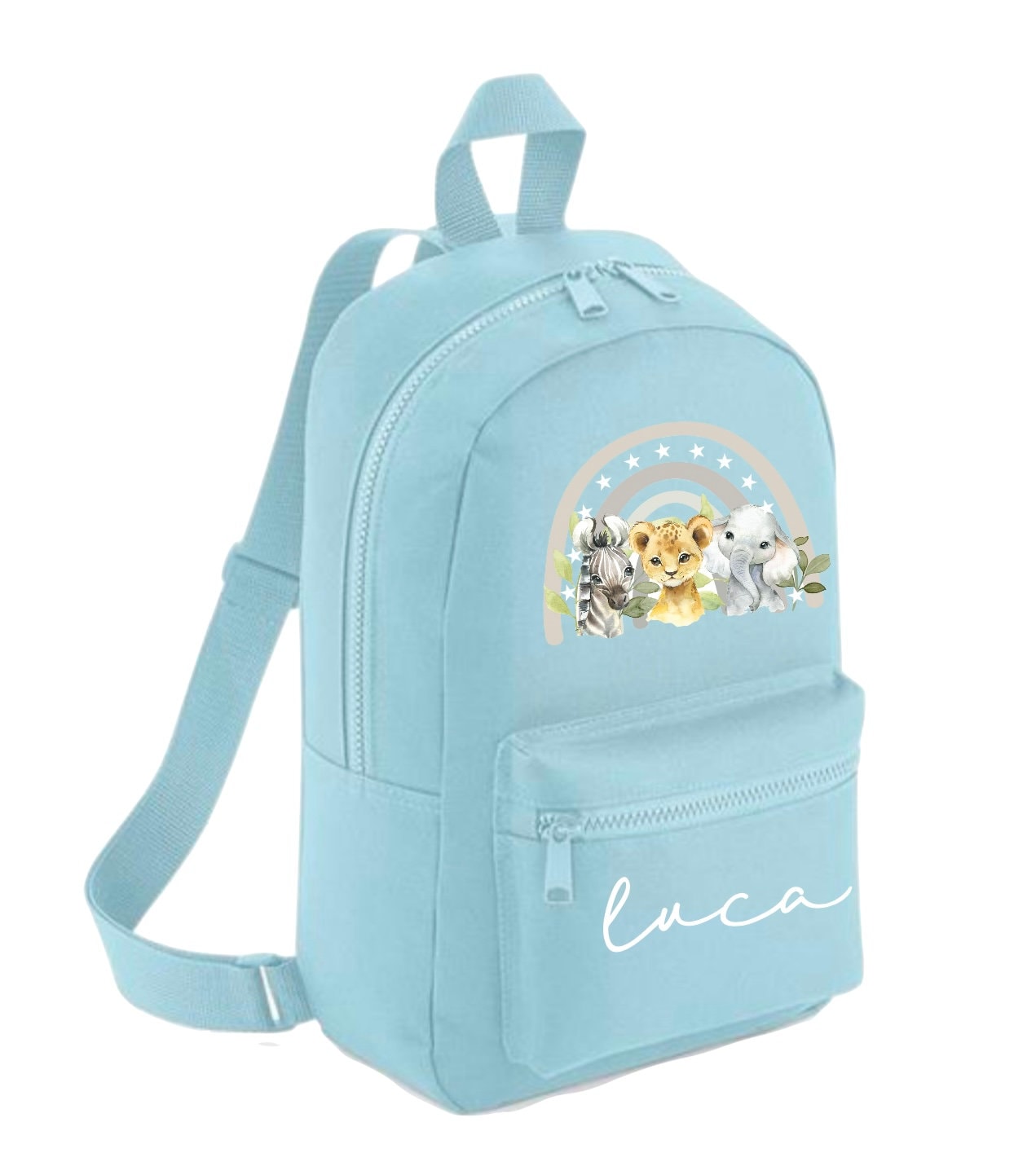 Personalised Mini Safari Print Animal Nursery Bag Script Boys Unisex Backpack Any Name Toddler Nursery Back to school Kindergarten backpack