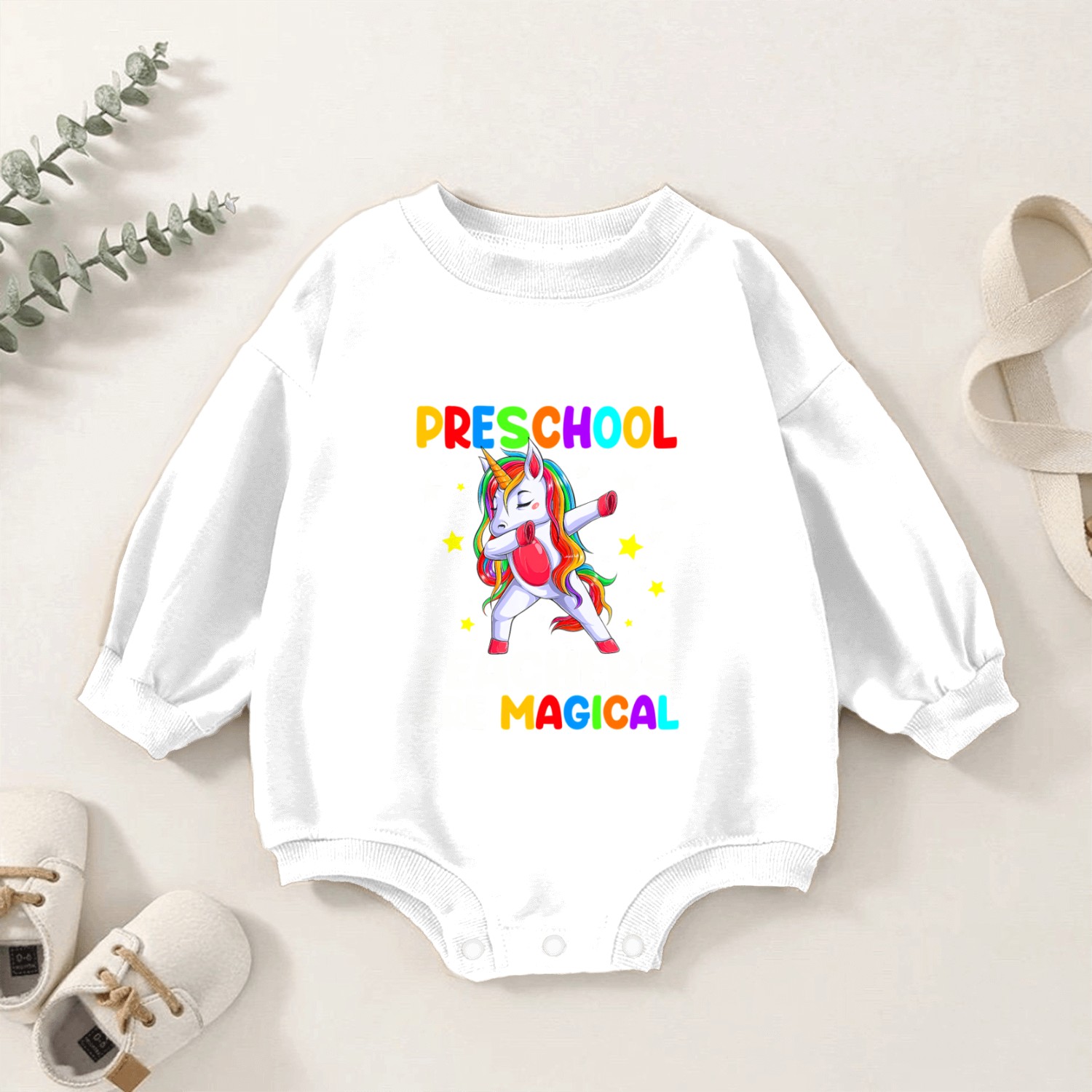 Preschool Teachers Are Magical Unicorn Back To Sch Baby Romper Sweatshirts