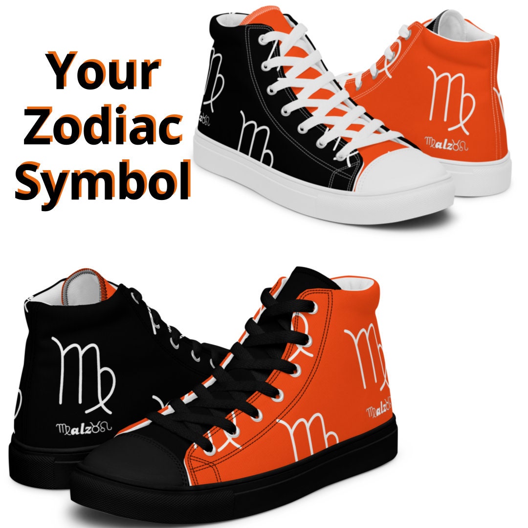 Cincinnati Bengals Zodiac Sign l Adult Gym Sneakers l Astrology Hightops l Custom High Top Canvas Shoes l Custom Pattern Gift l Astrological