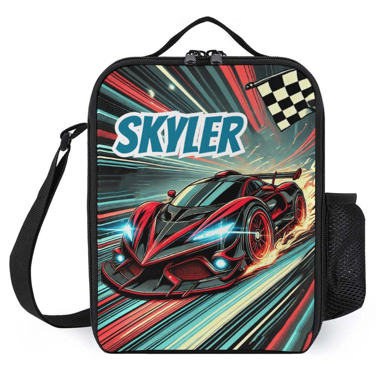 Personalized Race Car Racecar Track Lunch Bag for School Camp Boys & Girls