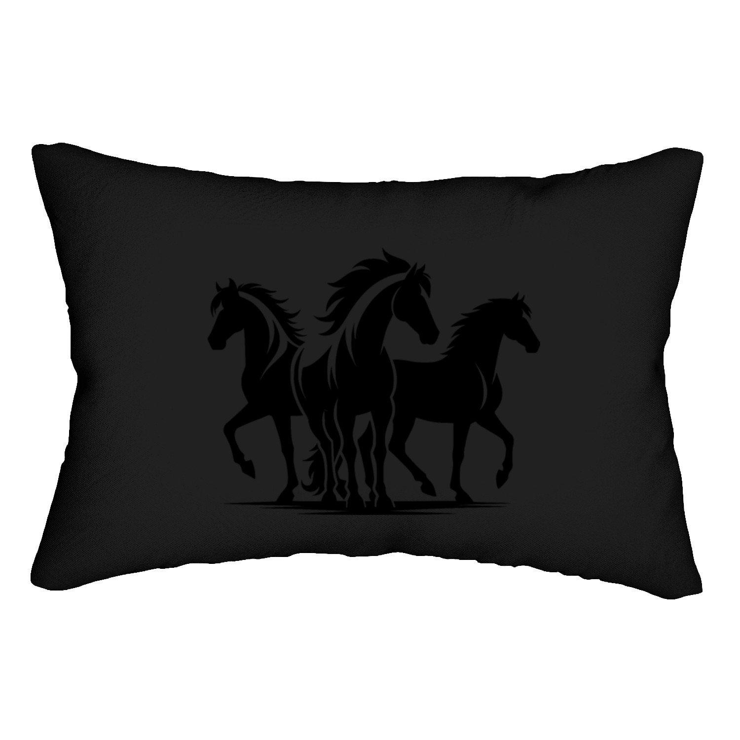Wild Group Of Horses Enjoying Their Free Run Lumbar Pillows