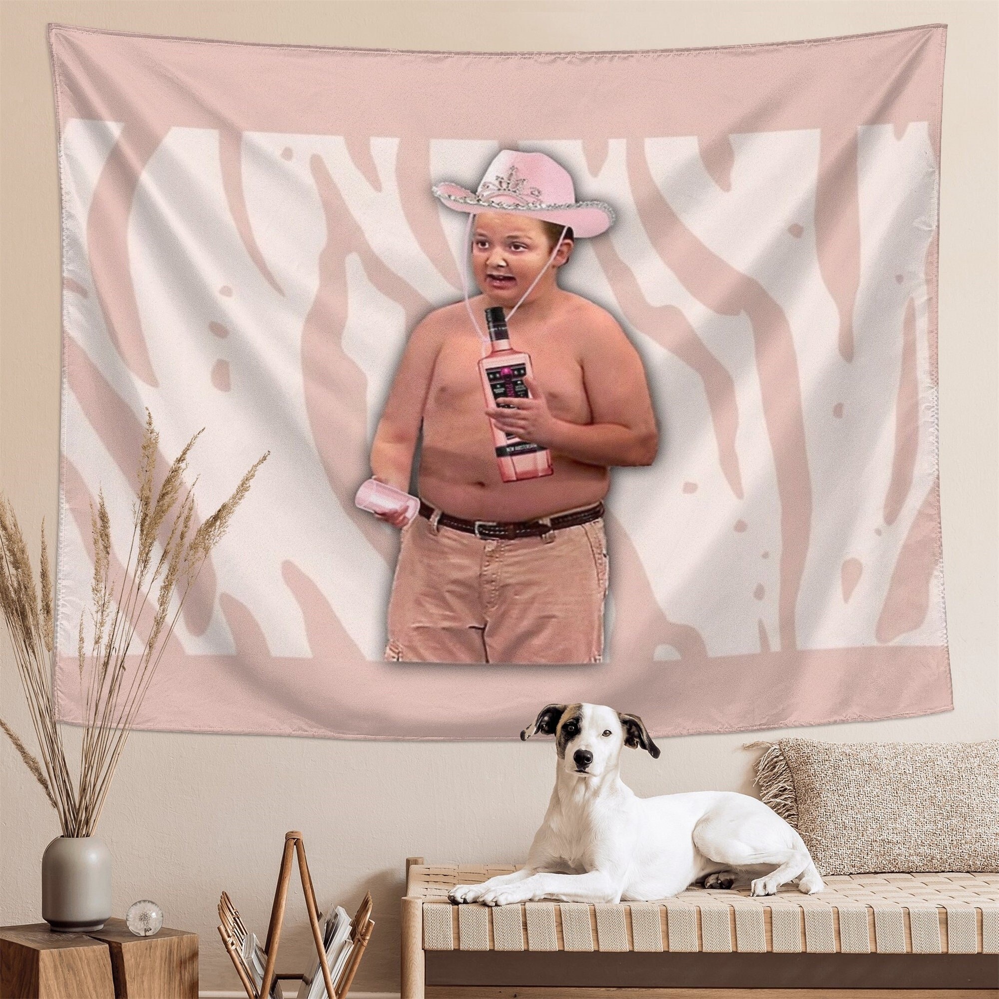 Gibby Cute Pink Funny Tapestry Poster Wall Tapestry Boutique Art Tapestry