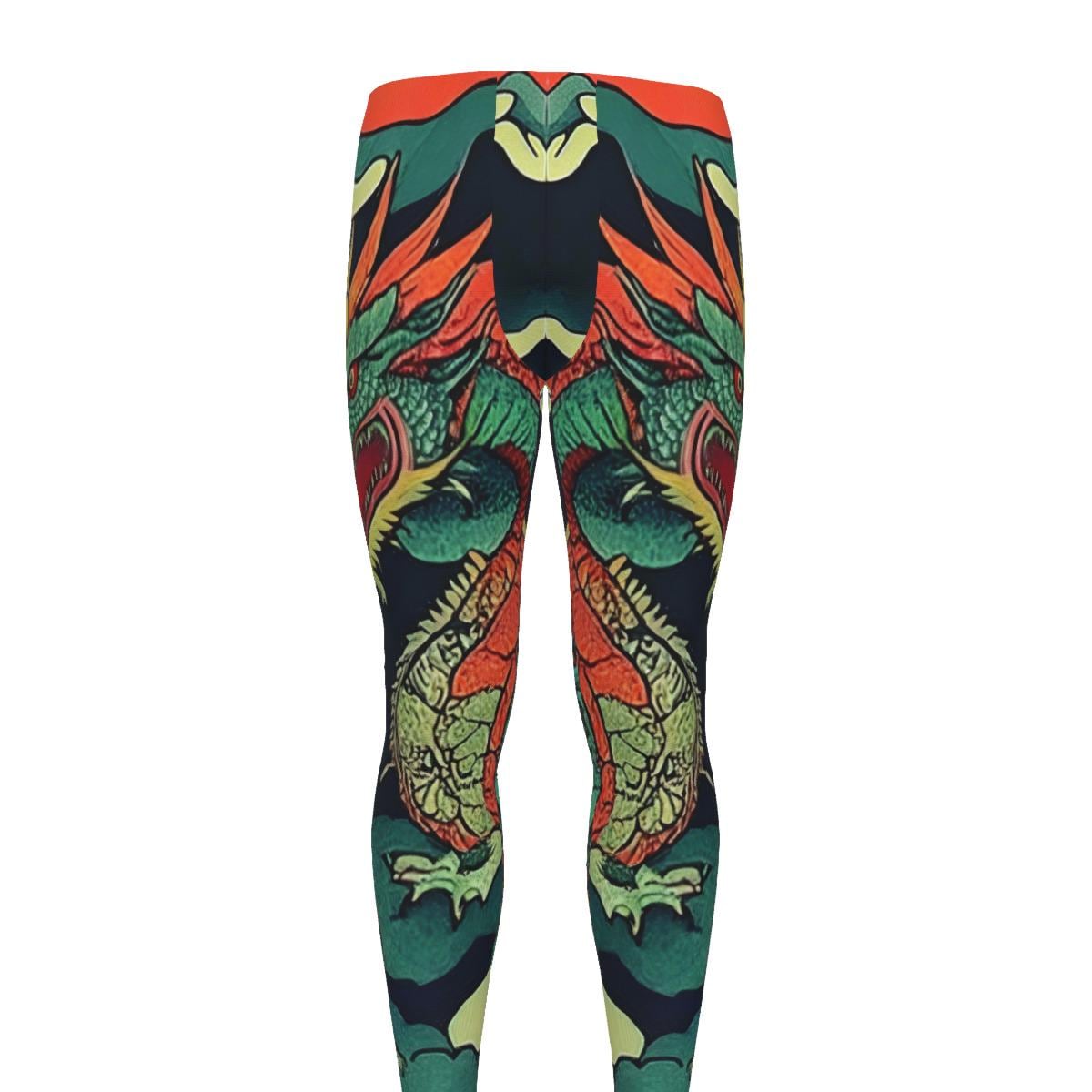 Ancient Dragon Men's Leggings for Martial Arts, Fitness, Running, Wrestling, MMA, Cycling, Workout