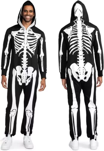 SKELETON Men's Hooded Jumpsuit | Christmas Pajama Outfits | Family Matching Pajamas