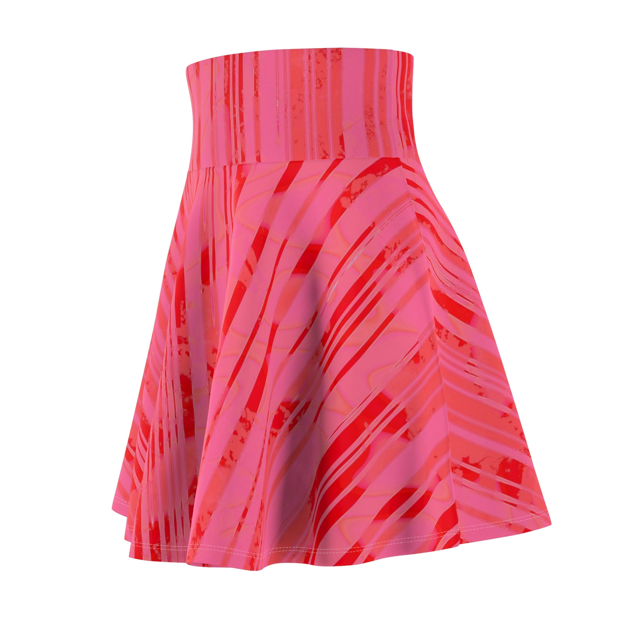 Women's Skater Skirt Pink Stripe All Over Print