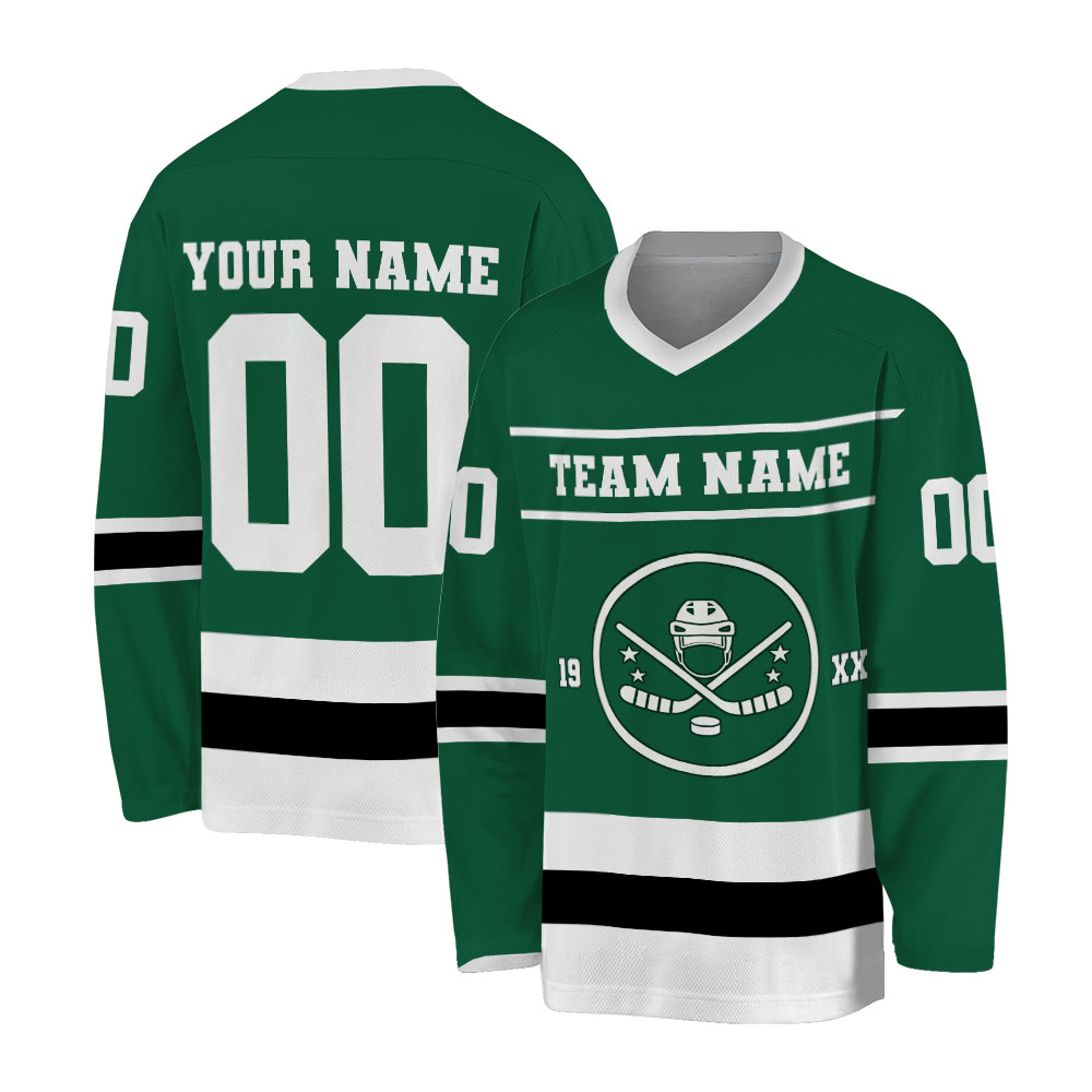Personalized famous hockey jersey team est green and white DS I3 Hockey Jersey, Custom logo Hockey, Team Name Hockey jersey,Uniform Hockey