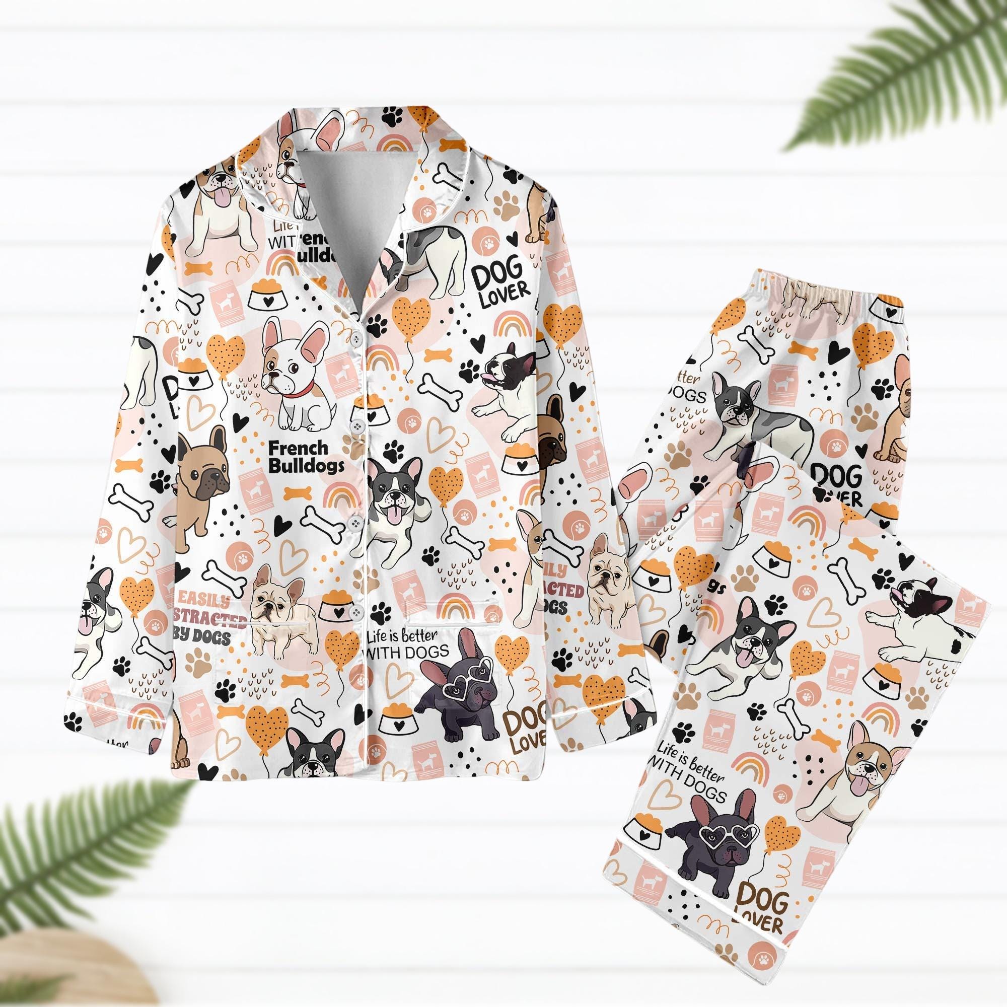 French Bulldog Pajamas Set, Frenchie Dog Holiday Kid Women Pajamas, Bulldog Lover Shirt, Dog Mom Gift, Cute Pet Pyjamas, Animal Gift