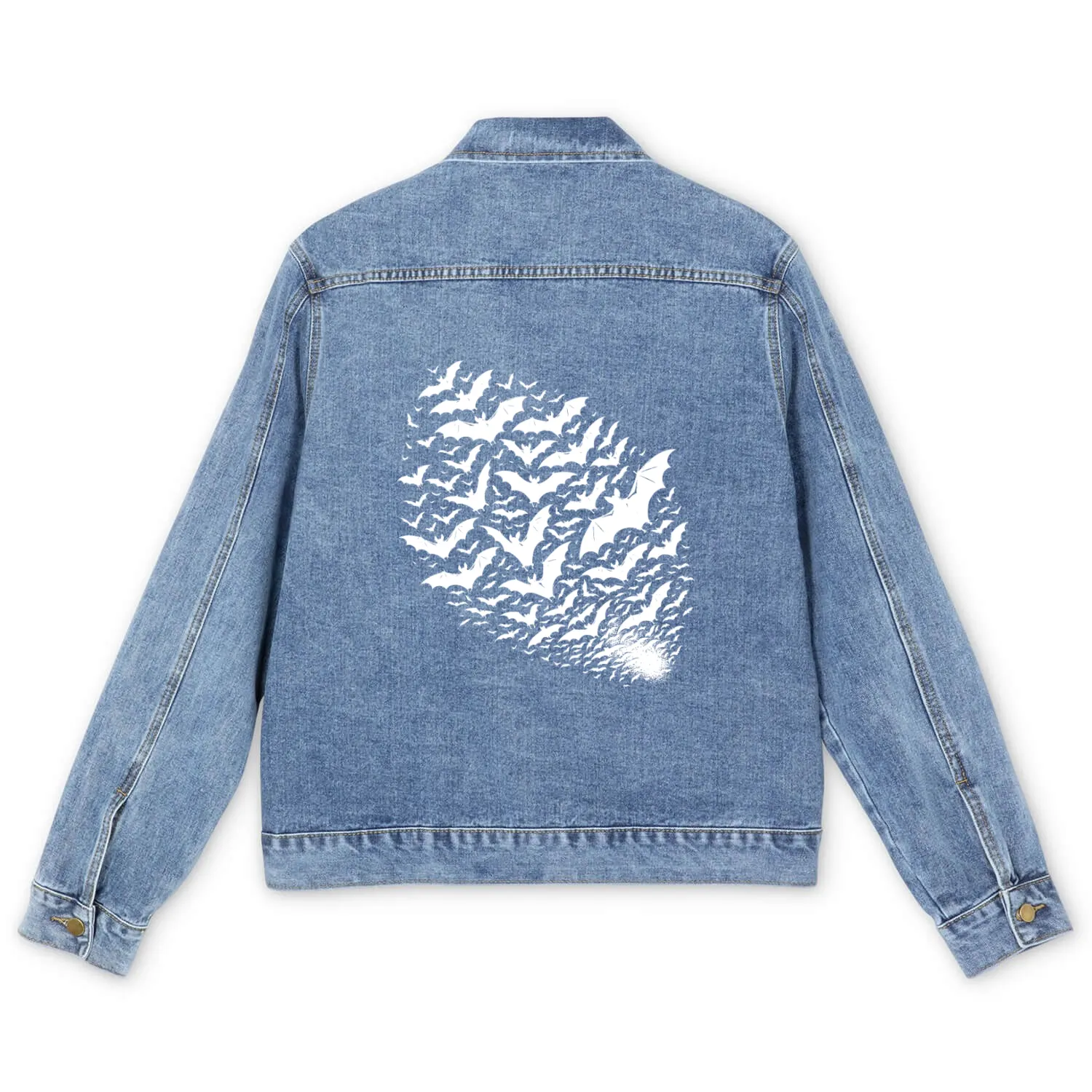 Flying Bats As A Large Swarm Men's Denim Jackets