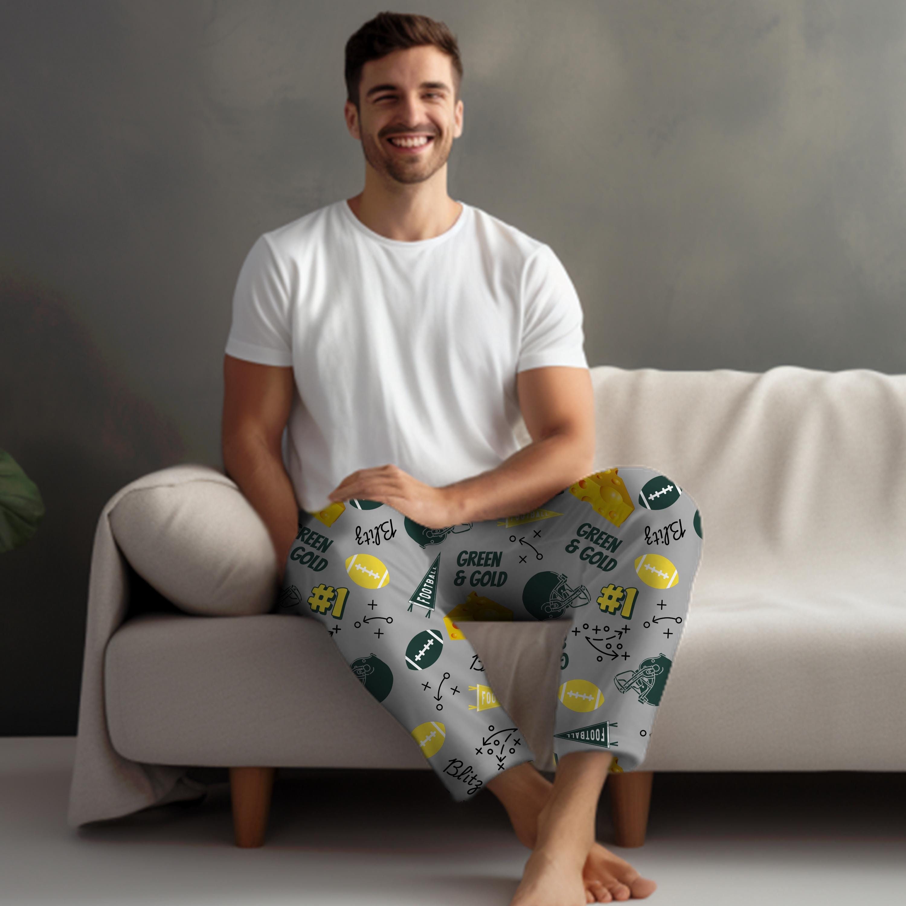 Wisconsin Football Men's PJ Pants, Football Fan Dad Gift, Packers Lover Gift, Birthday Gift Husband, Green Bay Football Lovers Gift for Him