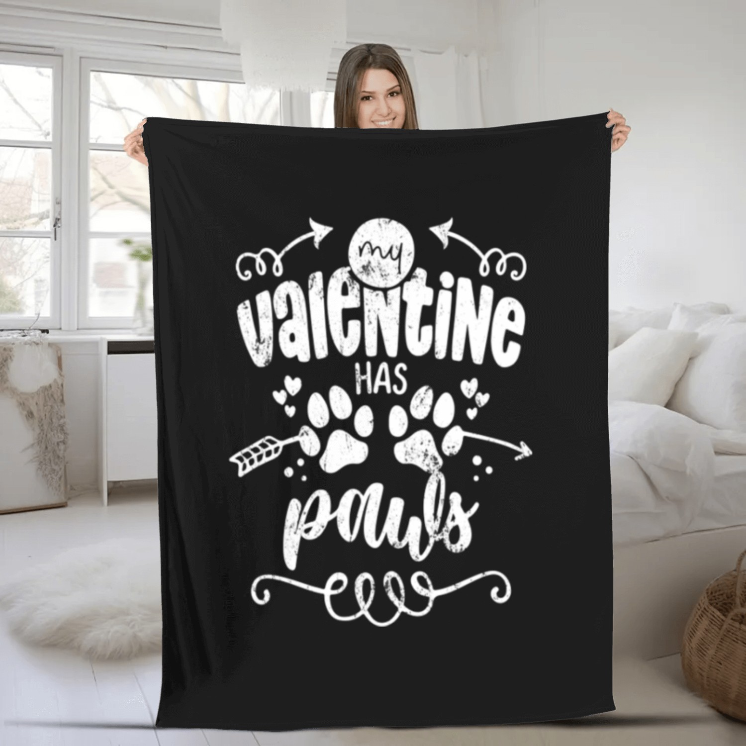 My Valentine Has Paws Fleece Blankets
