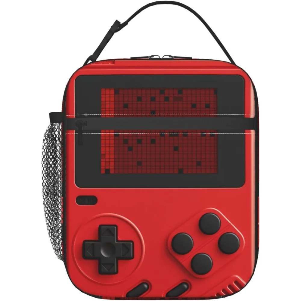 Red Gameboy Inspired Insulated Lunch Tote Lunch Box For Work,Picnic,School,Travel,Hiking,Beach Or Fishing Polyester