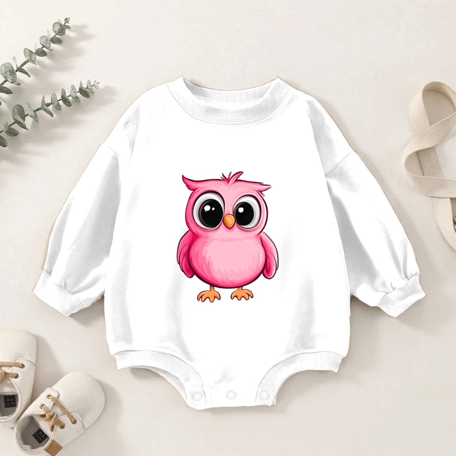 Adorable pink owl Baby Romper Sweatshirts
