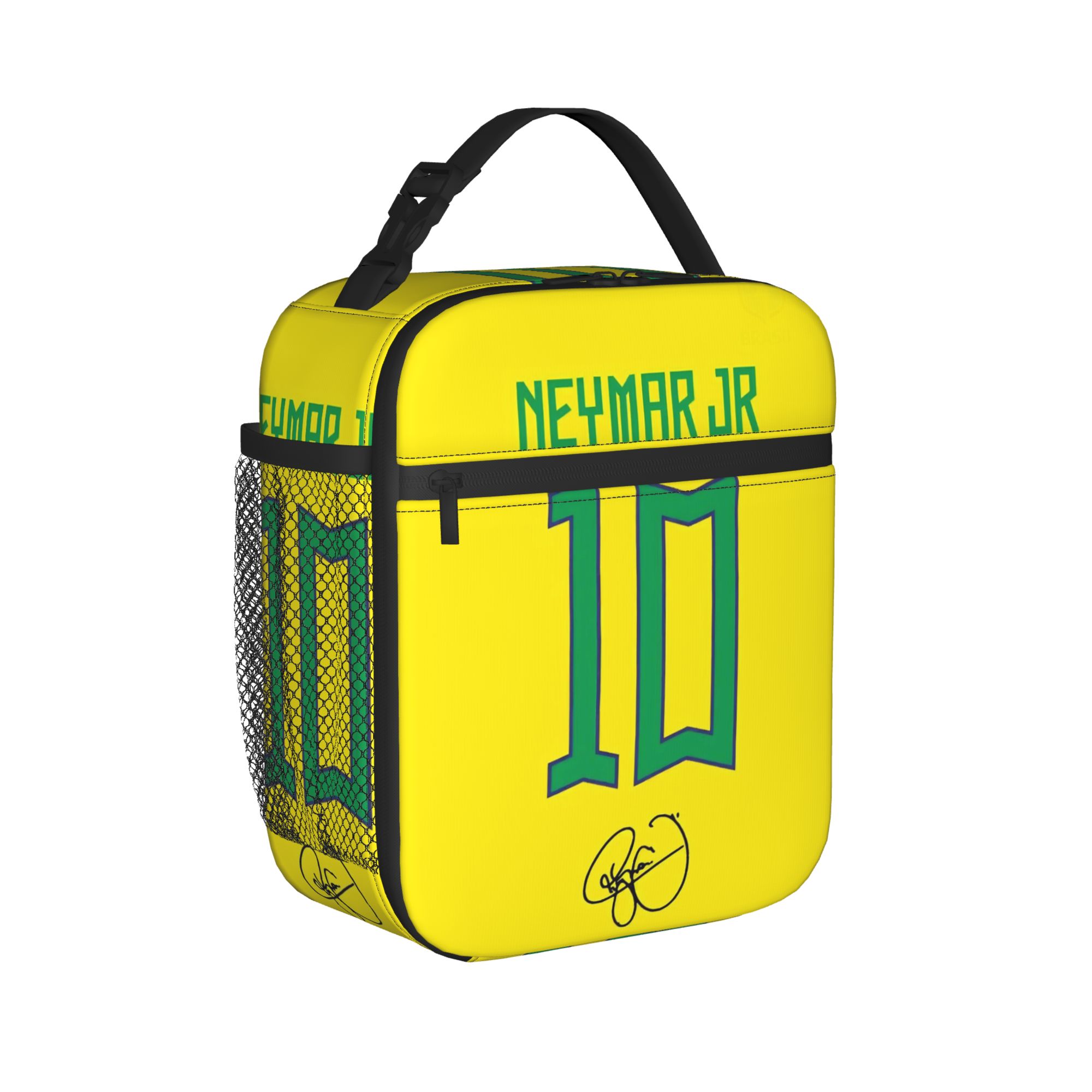 Neymars Brazil Football Insulated Lunch Bag Cooler Bag Lunch Container Soccer Number 10 Tote Lunch Box Food Storage Bags Outdoor