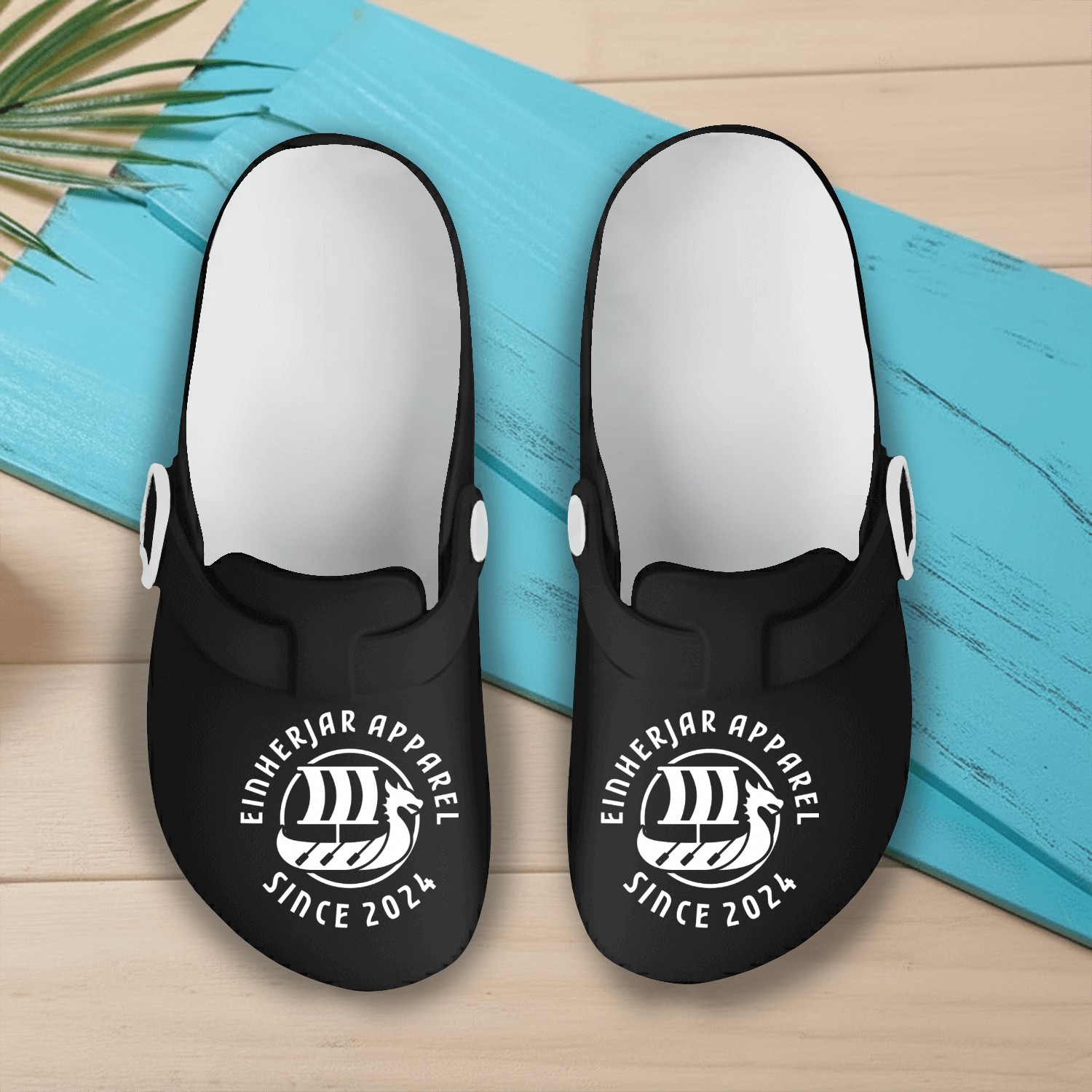 Elegant Viking Herald Logo Slip On Clogs