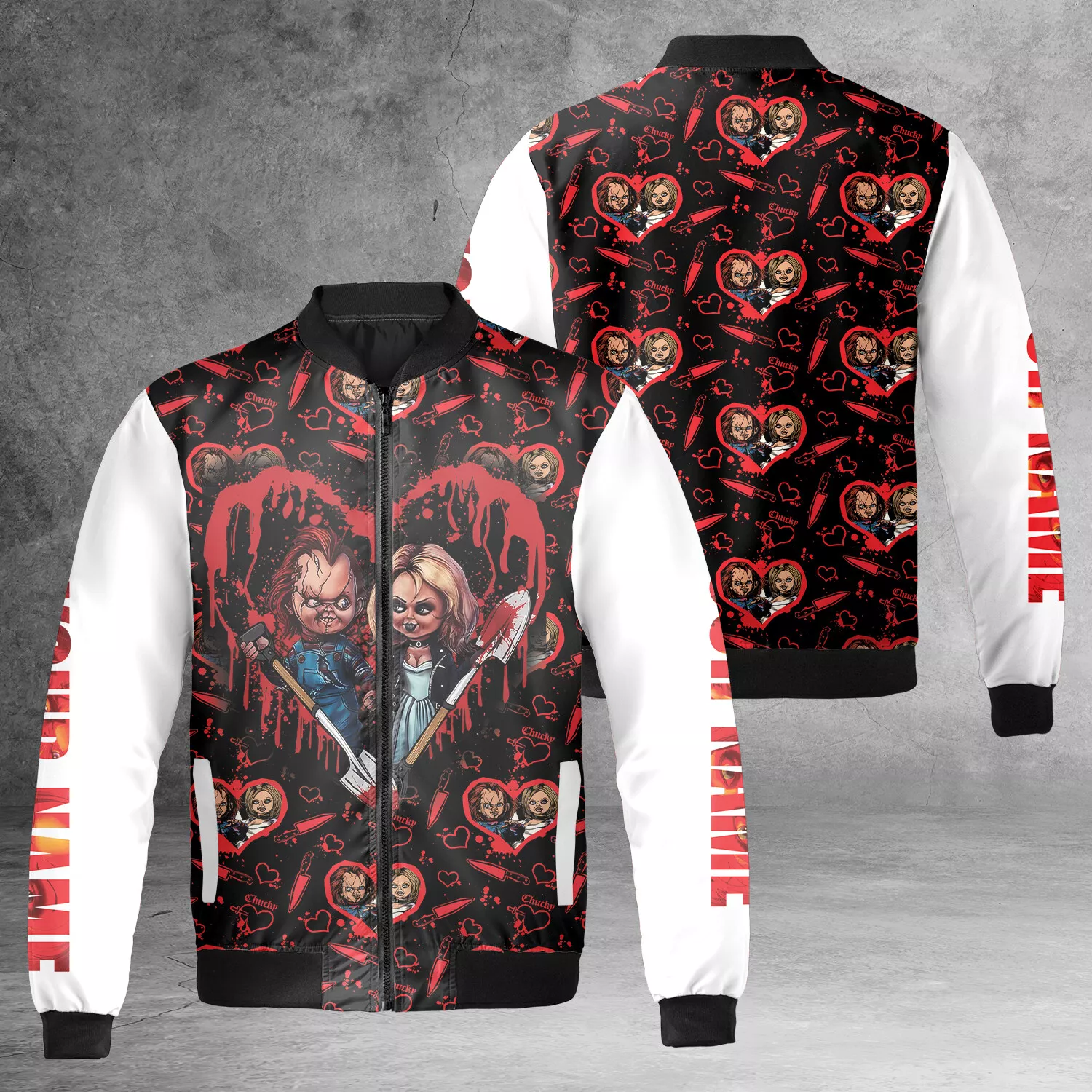 Personalized Chucky And His Bride Tiffany Horror Couple Bomber Jacket