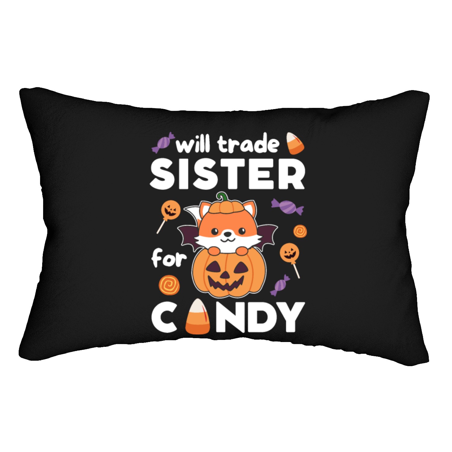 Fox Halloween Trade Sister For Candy Lumbar Pillows