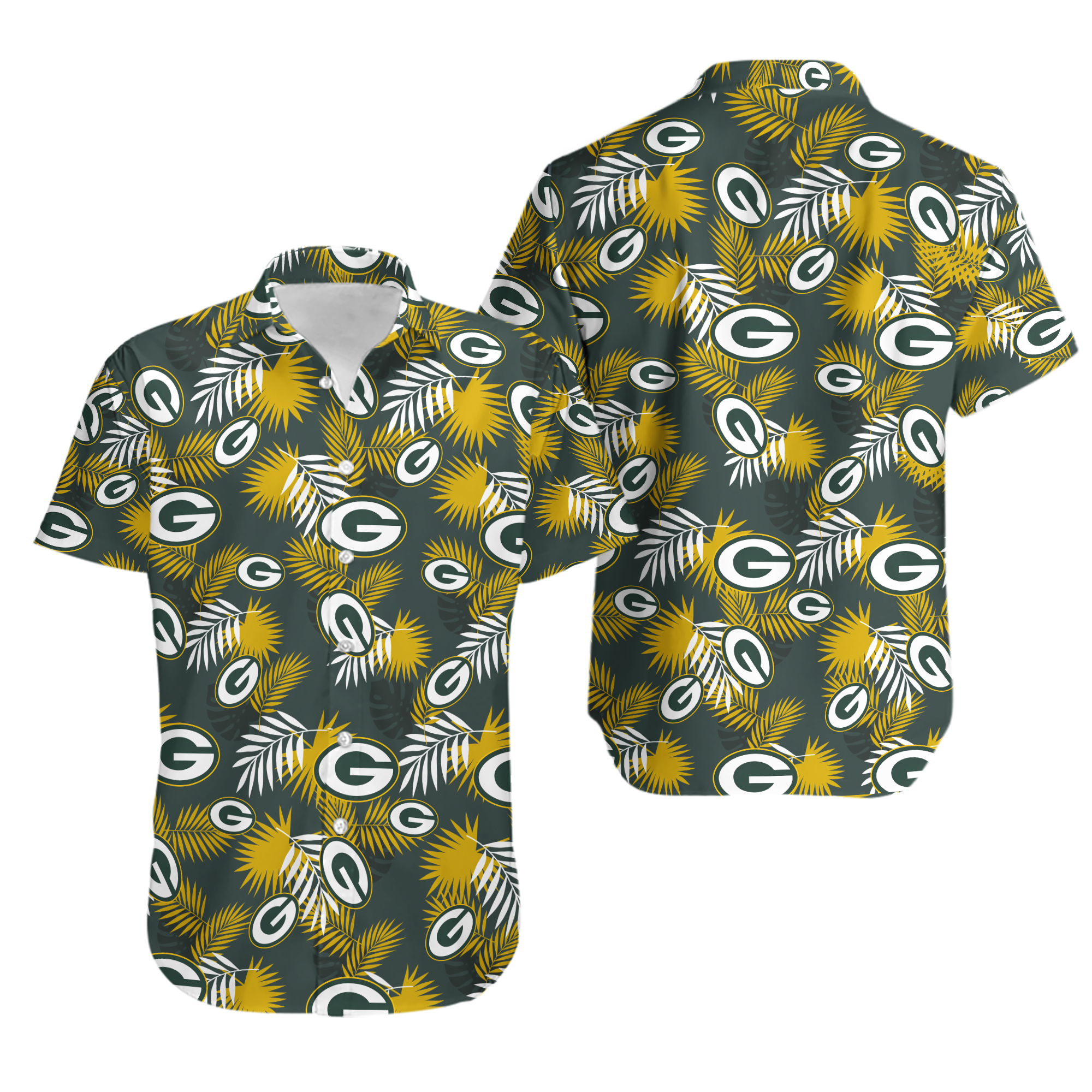 Green Bay Football Team Packerss Hawaiian Button Down Shirt
