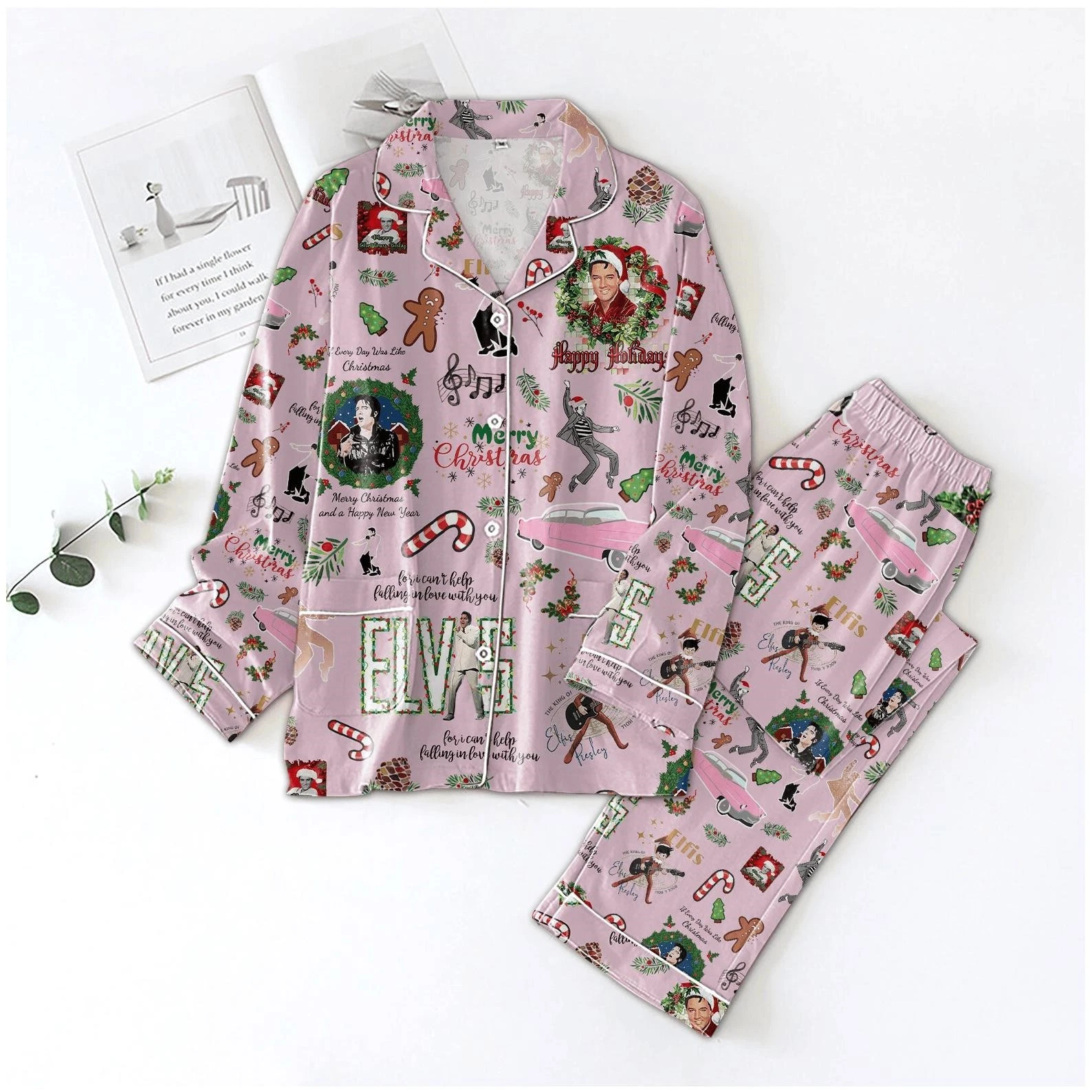 Elvis Presley Pajamas Set Elvis King Long Sleeve Pajamas Rock And Roll Music