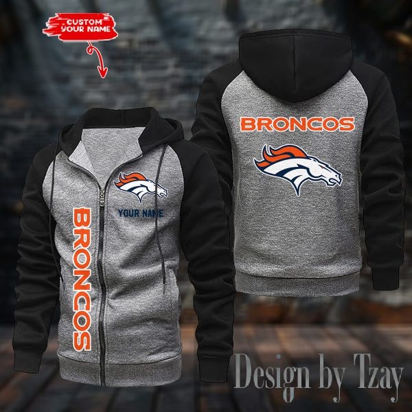 Denver Broncos Raglan Zip Hoodie, Football Lover Gift, Game Day
