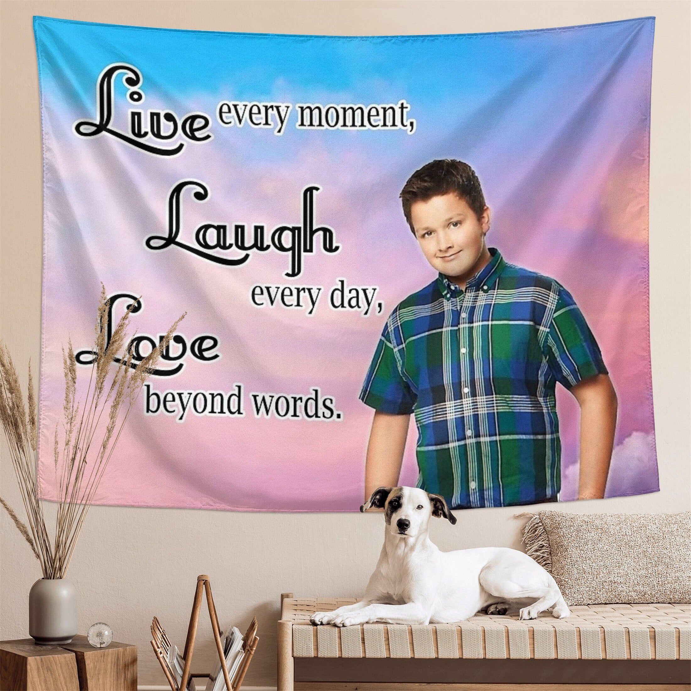 Gibby Tapestry Live Laugh Love Tapestry, Funny Art Hanging Home Decor