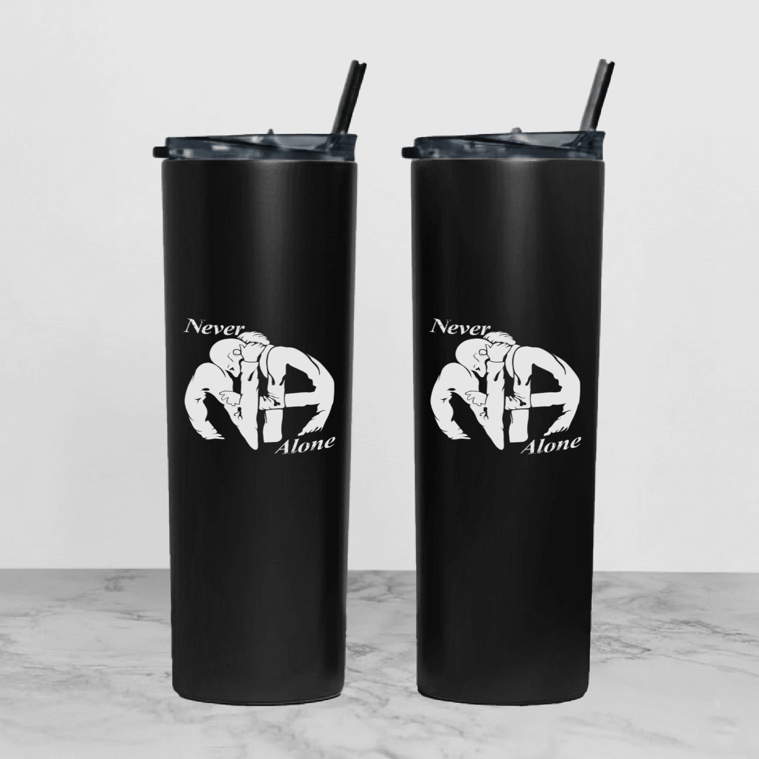 Never Alone - Narcotics Anonymous (NA) Tumbler With Lid And Straw