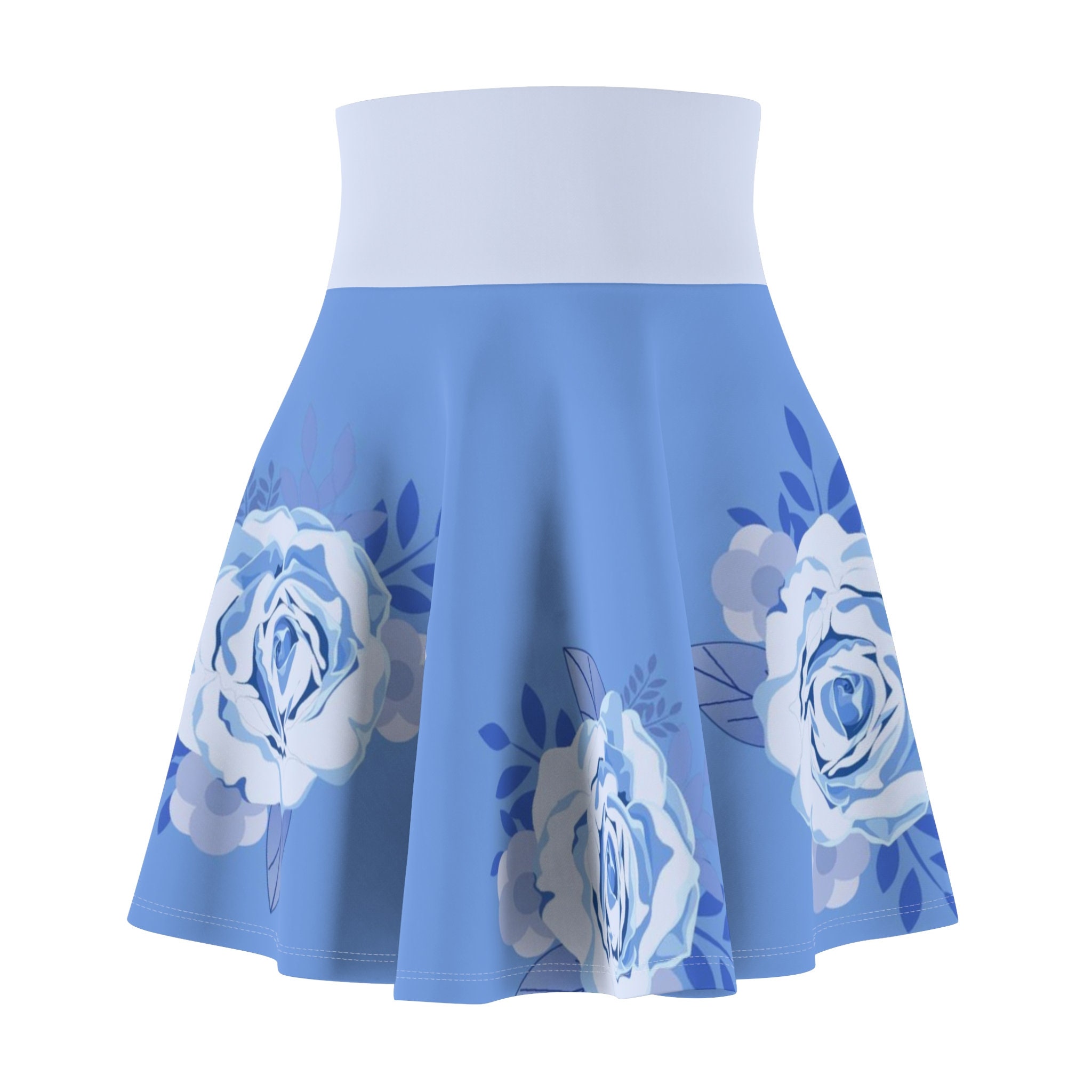 Women's Skater Skirt- blue flowers