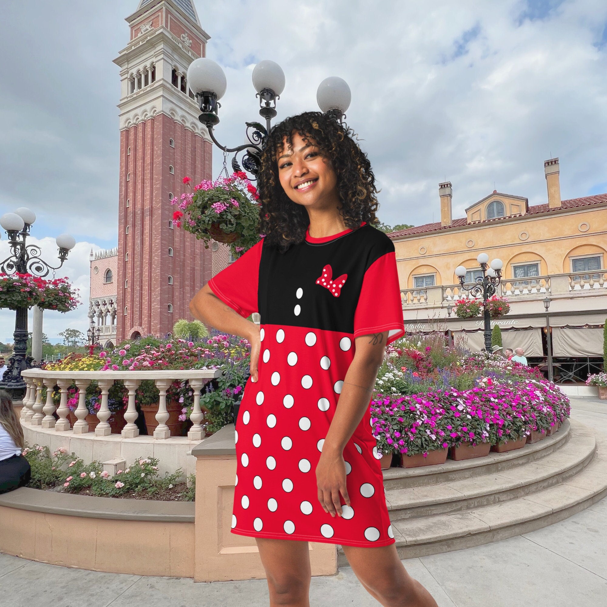Red and White Polkadot Retro Style T-Shirt Dress Sweet Mouse Cosplay Costume