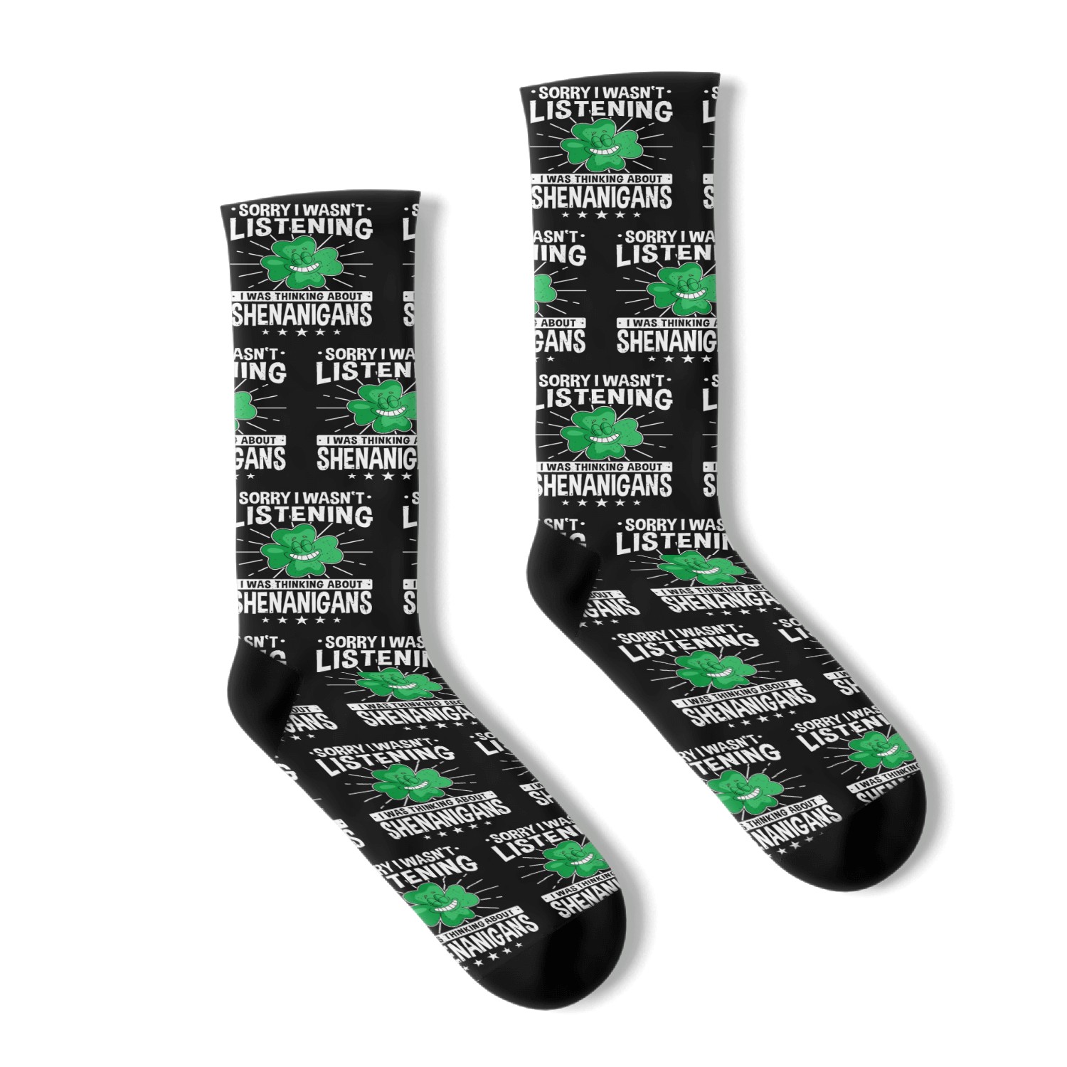 Thinking About Shenanigans Irish Shamrock Gift Socks