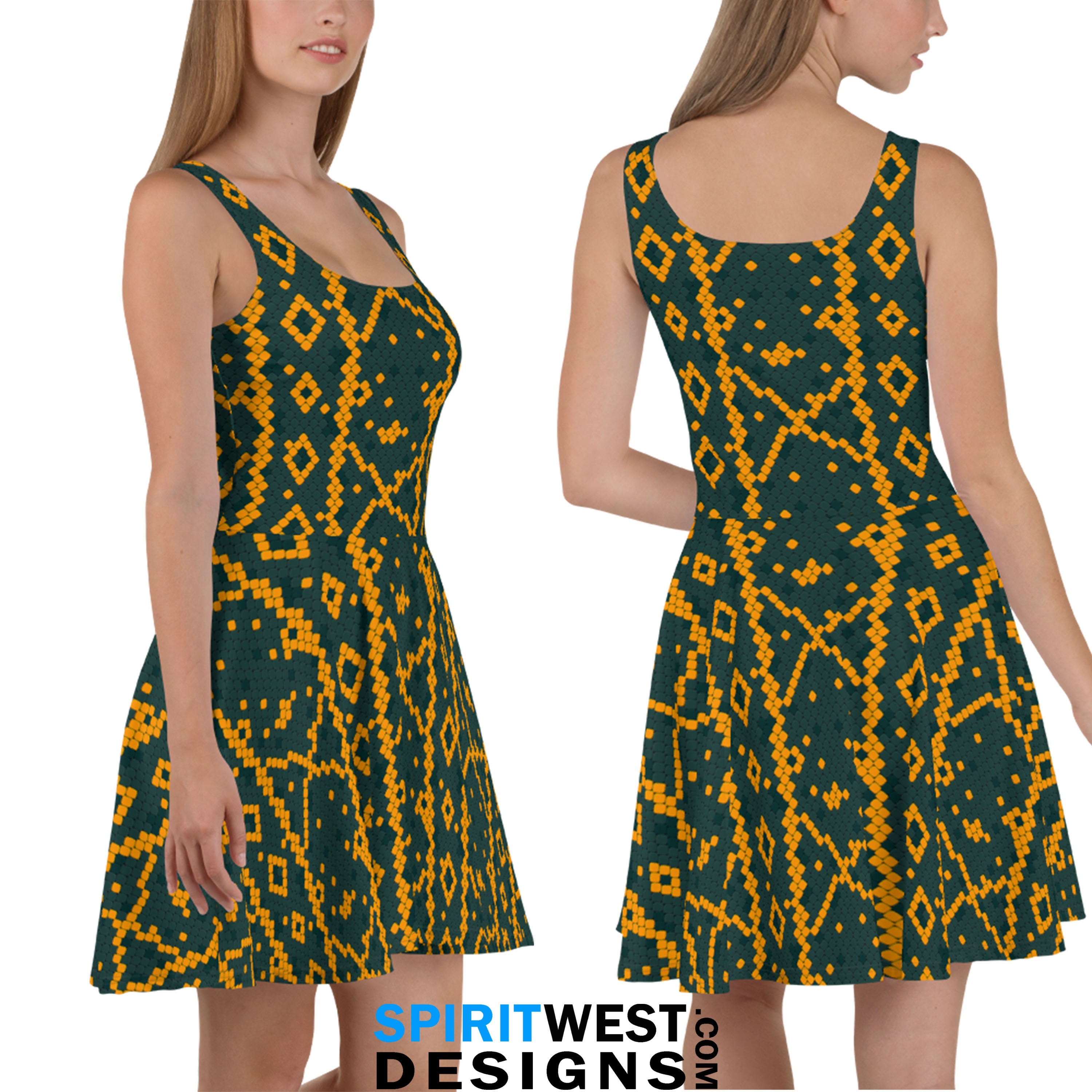 Snake Skin Skater Dress | Safari Cosplay Halloween Costume | Animal Print | Woman Teen Costume