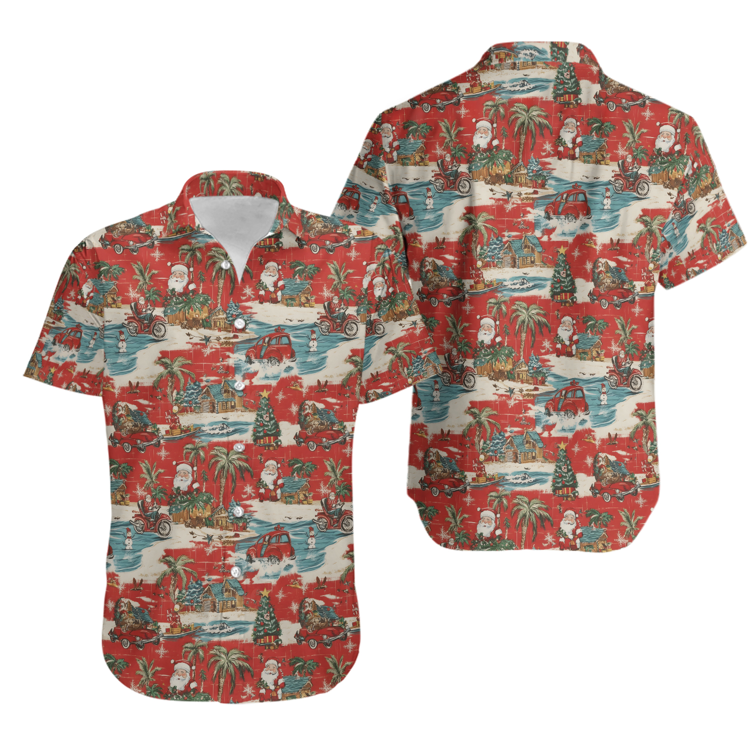 Santa Tropical Hawaiian Shirt, Christmas Aloha Shirt, Funny Hawaiian Shirt