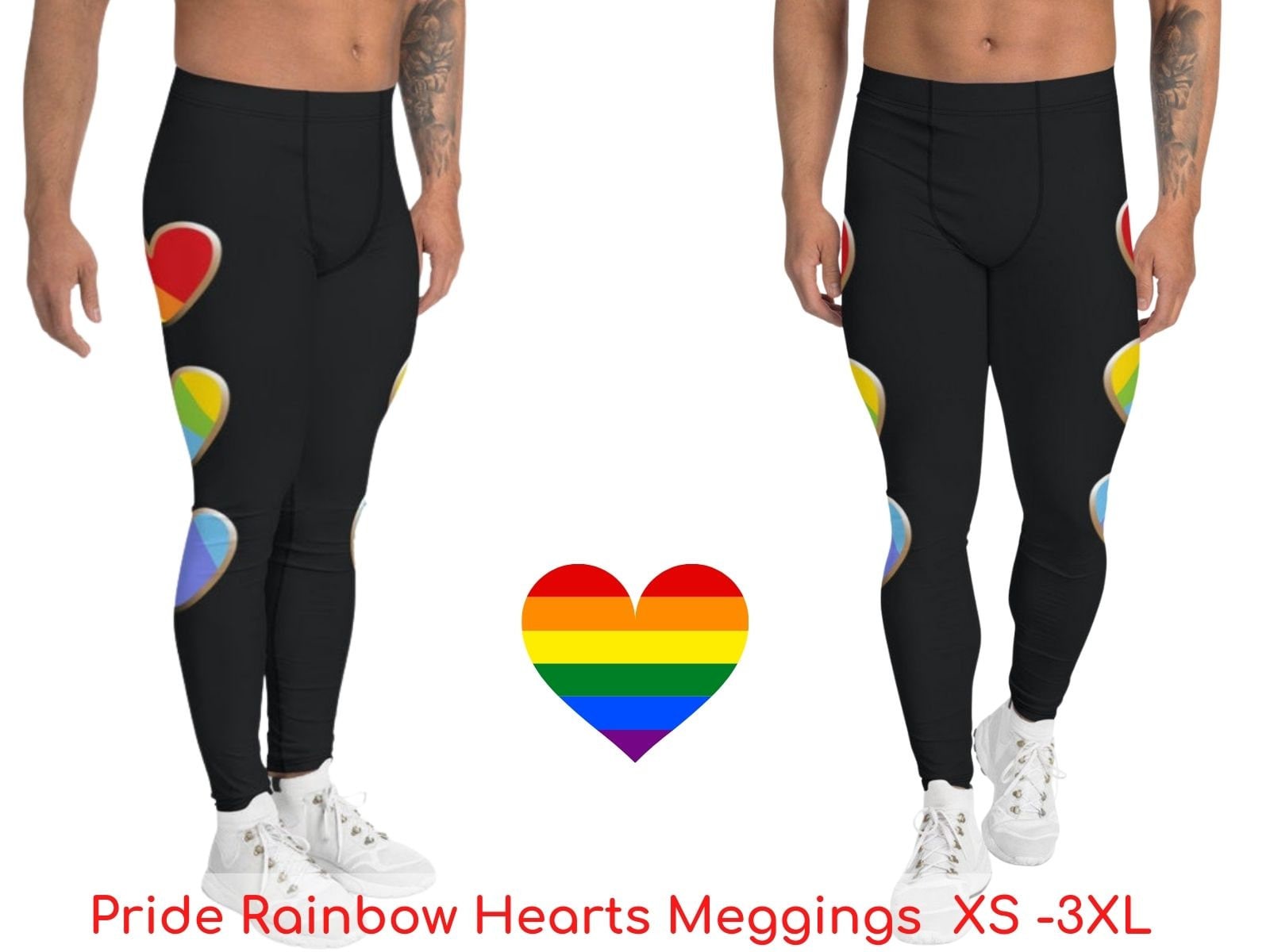 Pride Heart Meggings for Men Activewear Leggings LGBT Gay Pride Parade Sports
