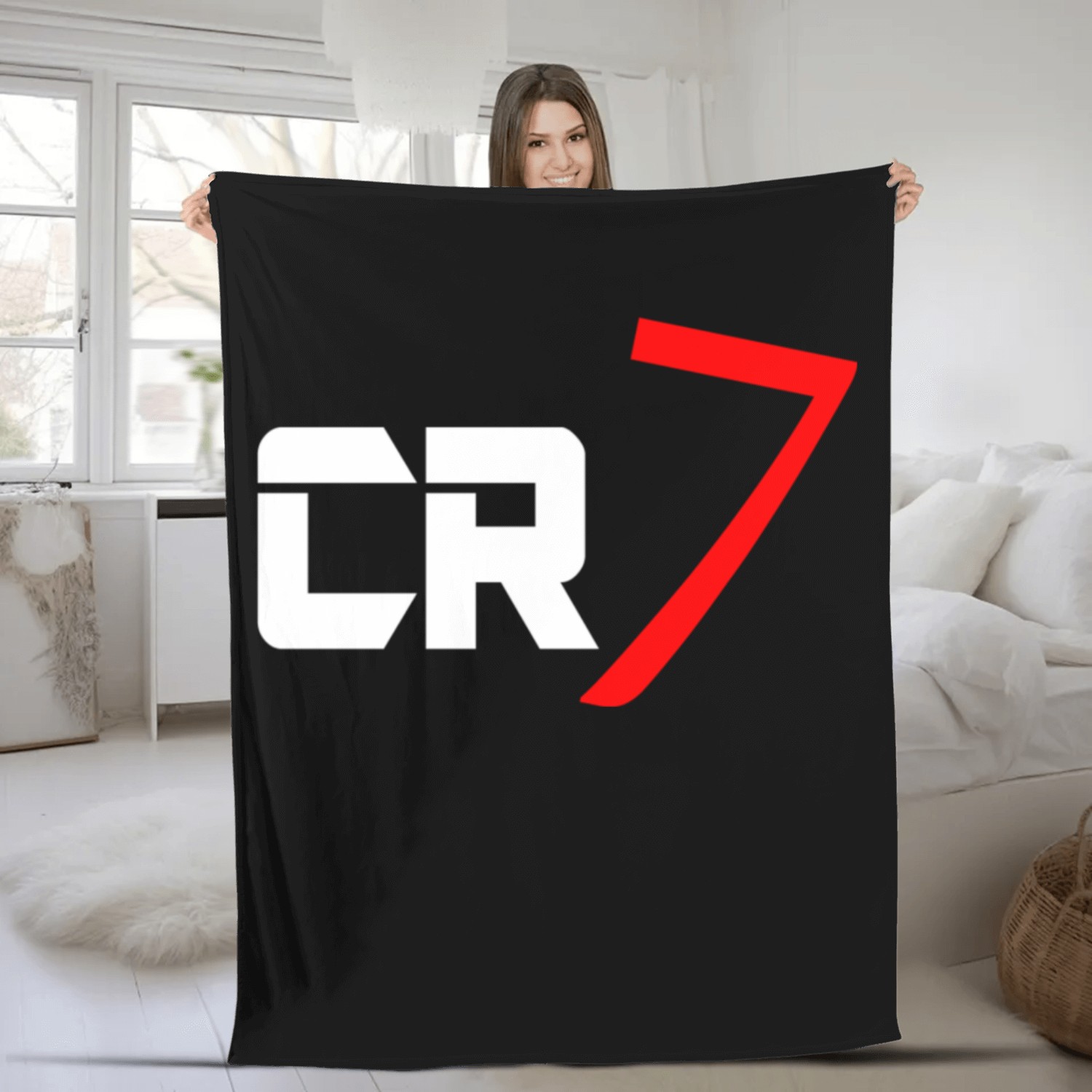 cr7 cristiano white Fleece Blankets
