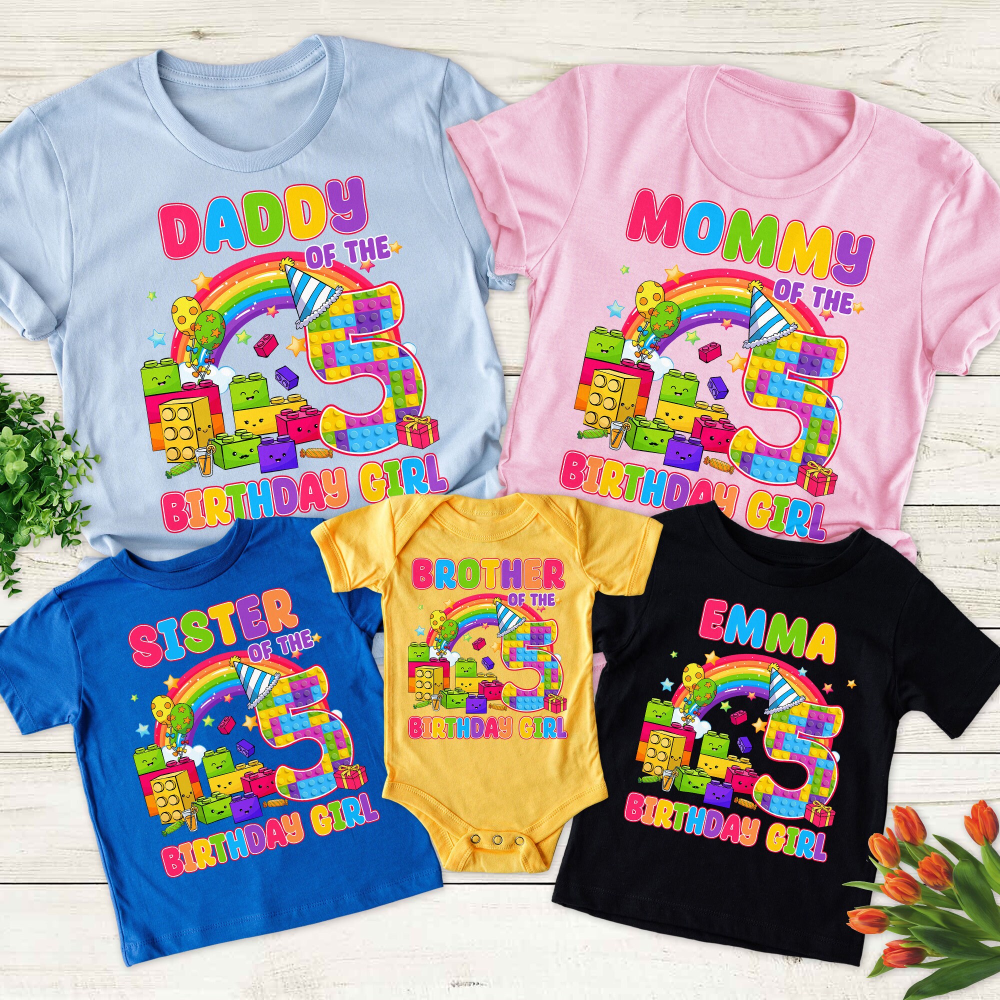 Personalized Building Blocks Birthday Girl Shirt, Birthday Matching Tee, Building Block Party Shirt, Gift For Kid, Family Party Costume