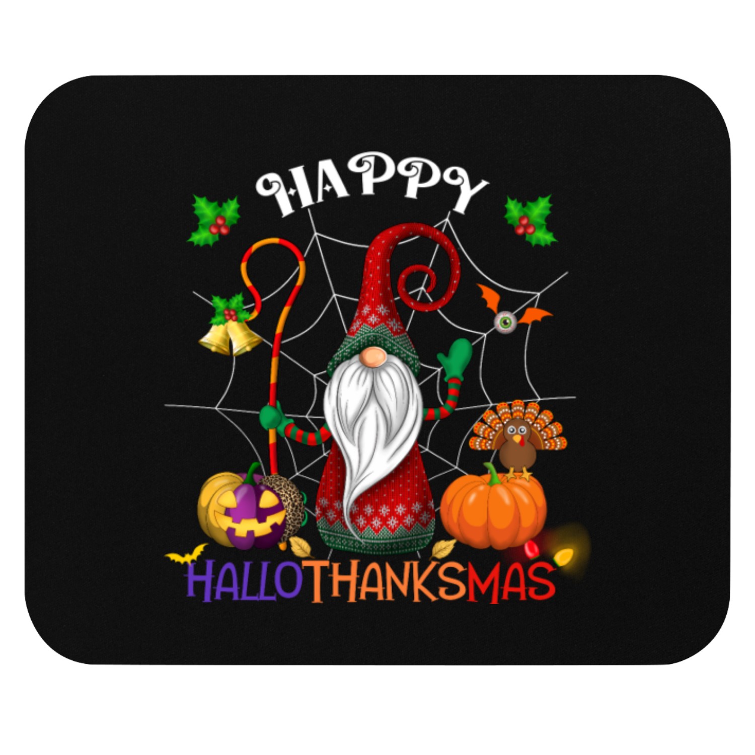 Happy HalloThanksMas Gnome Mouse Pads