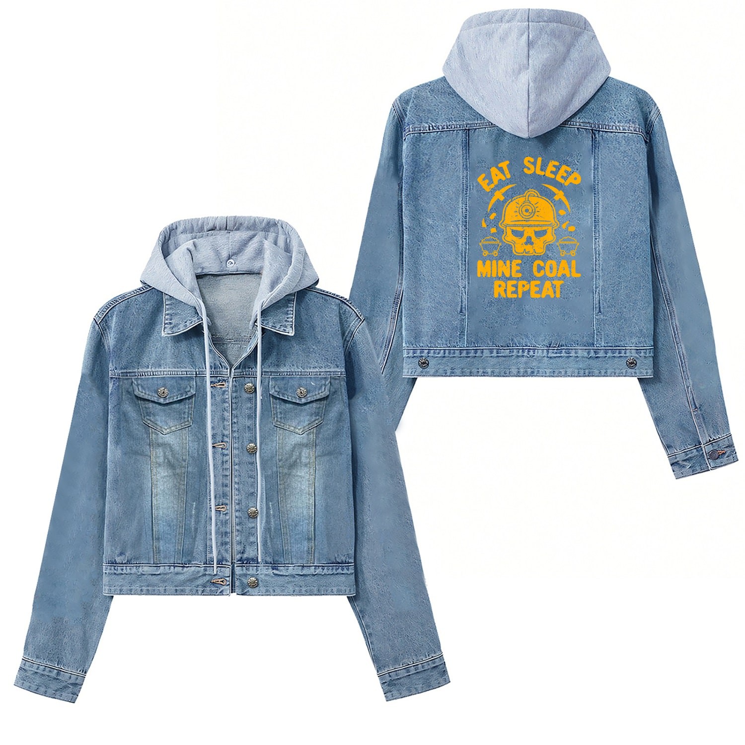 Coal Mining Worker Design For Coal Miner Eat Sleep Women's Denim Jackets