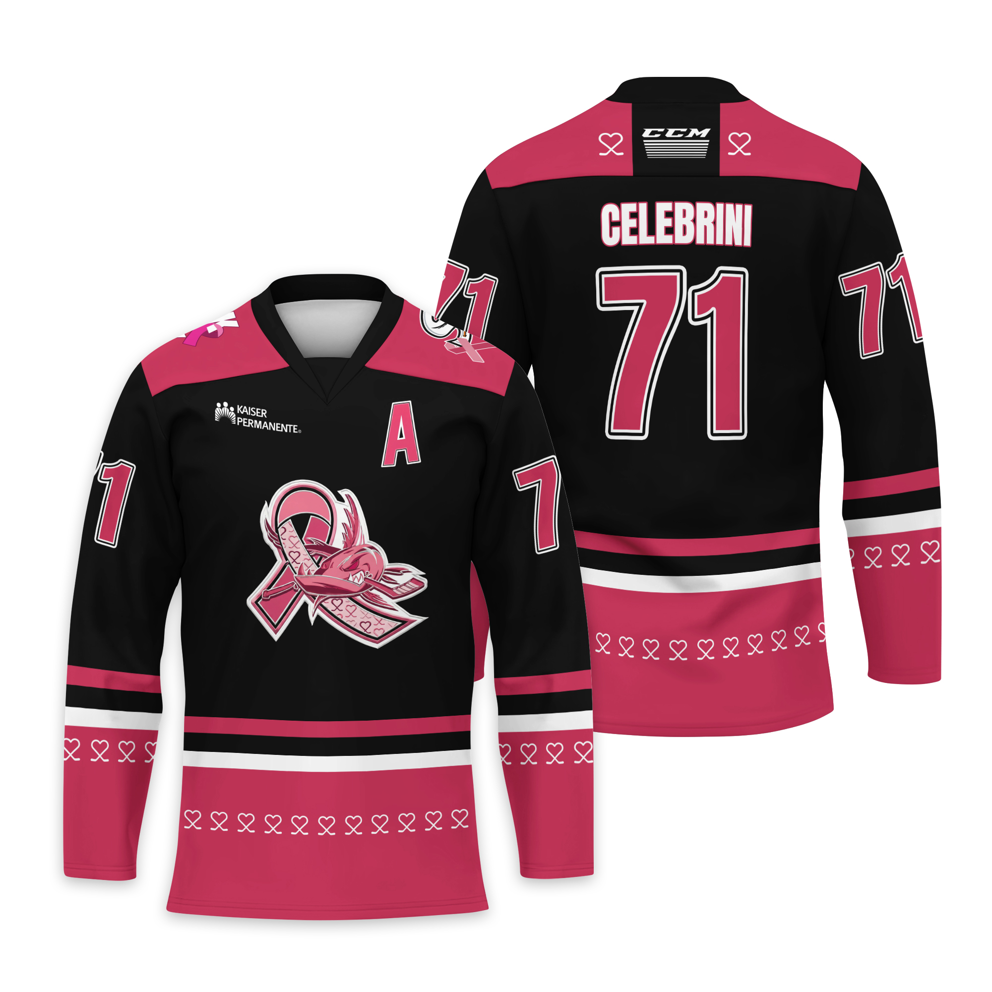 Custom San Jose.Barracuda Hockey Jersey Pink in the Rink Fan Gift