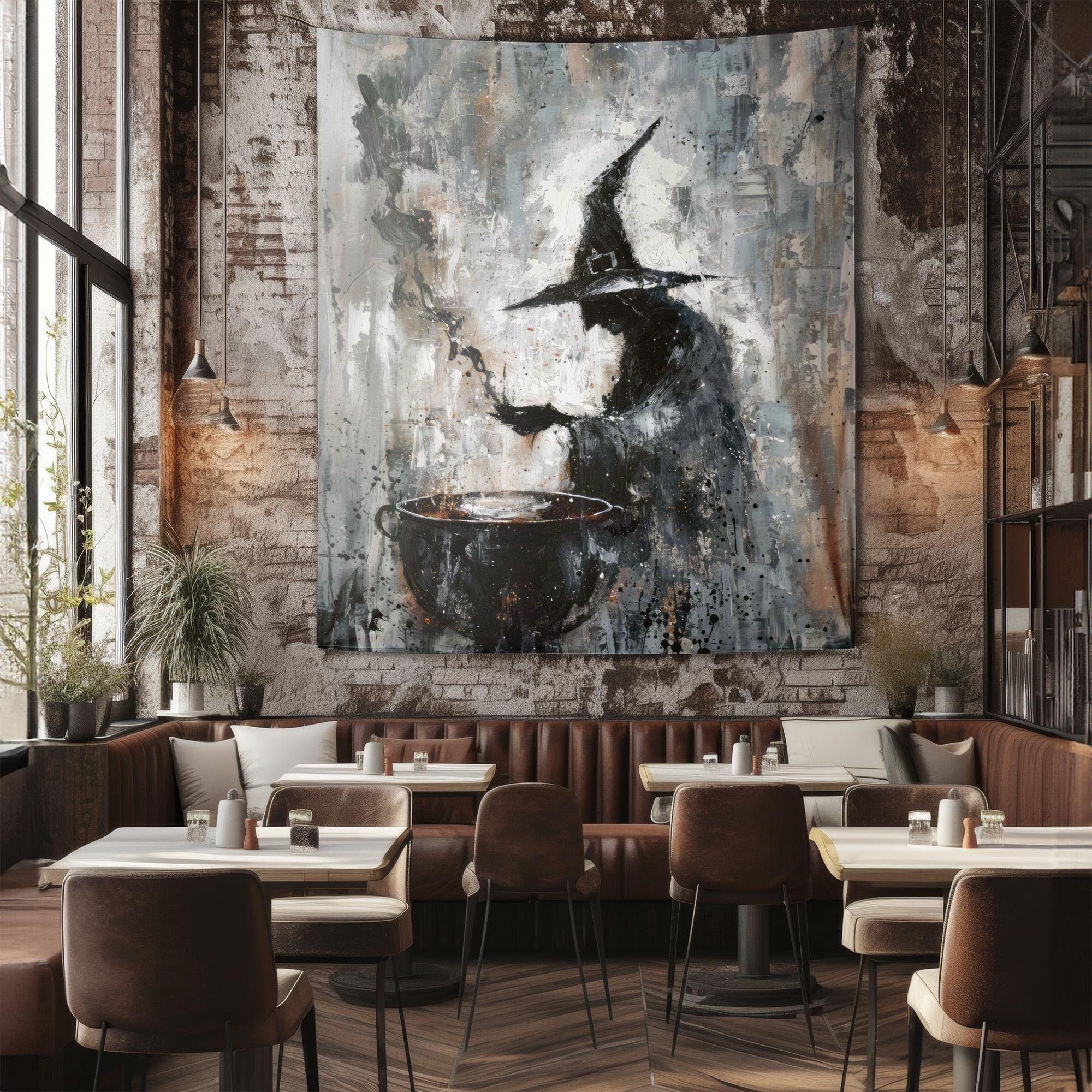 Halloween Tapestry, Original Art on Tapestry, Gothic Wall Hanging, Horror Tapestry, Indoor Wall Tapestry, Dark Academia Wall Decor