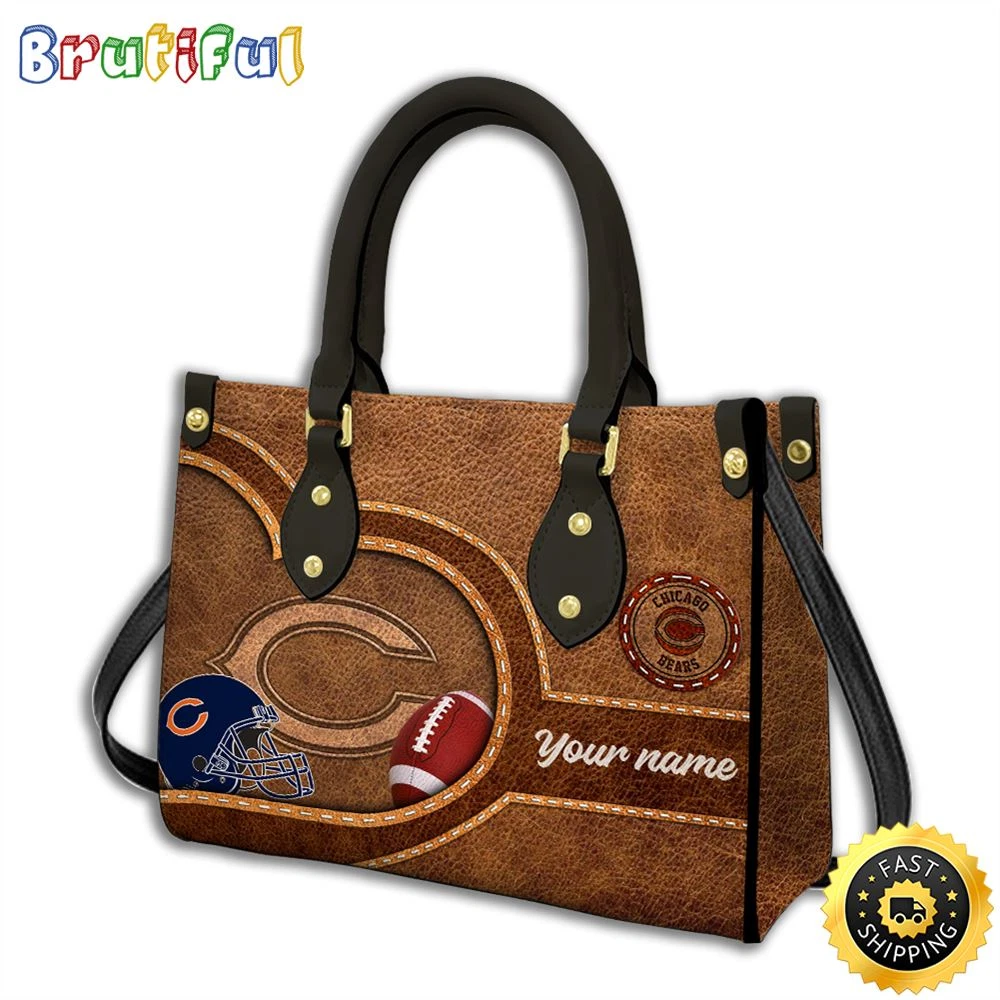 Chicagos Team Bears Leather Bag, Brown Leather Baseball Women Leather Handbag