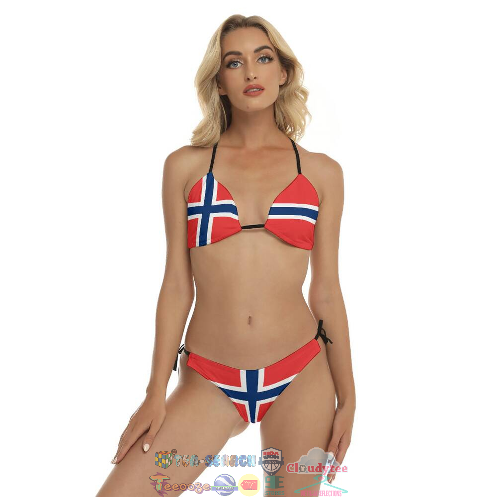 Women's Norway Flag Sling Two Piece Bikini Swimsuit Beachwear