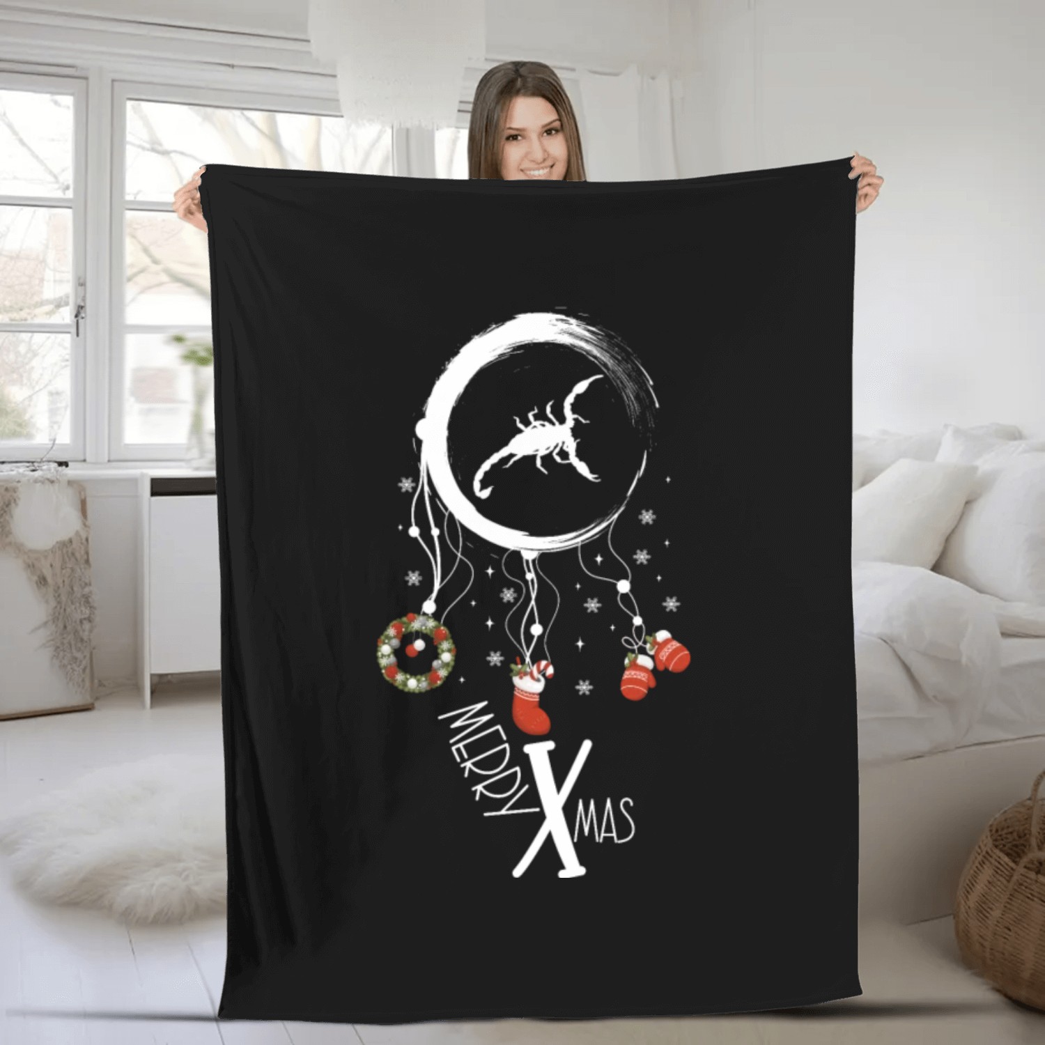 Winter dreamcatcher Christmas Scorpion Fleece Blankets