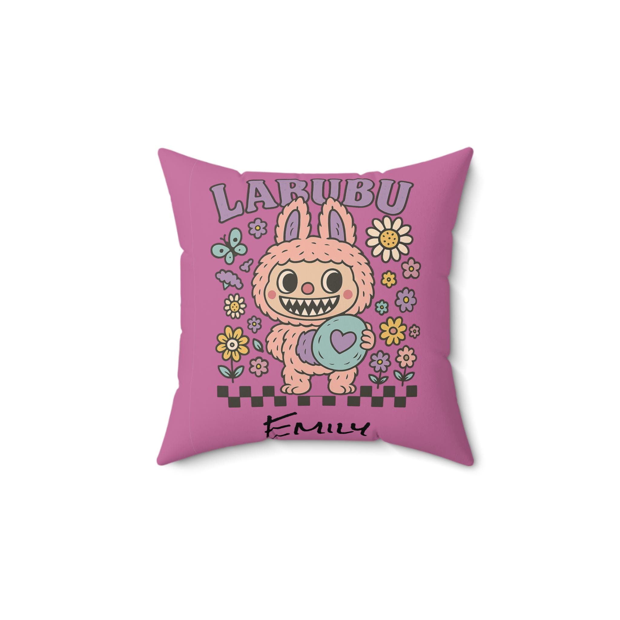 Labubu Customizable Pink Square Pillow