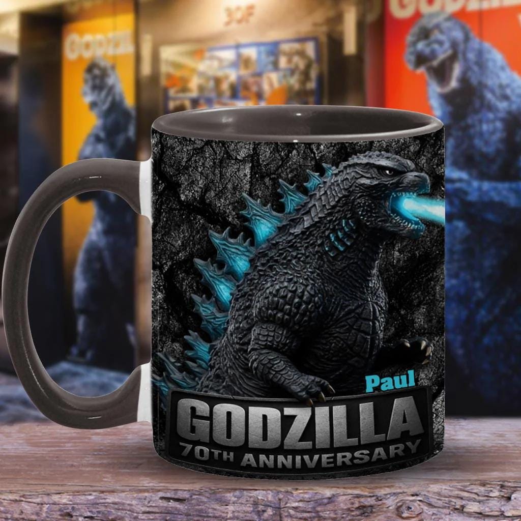 70th Anniversary Monster Personalized Accent Mug, Cool Giants Mug for Dad, Sci-fi Horror Movie Coffee Cup Gift for Him ipatugzl00003