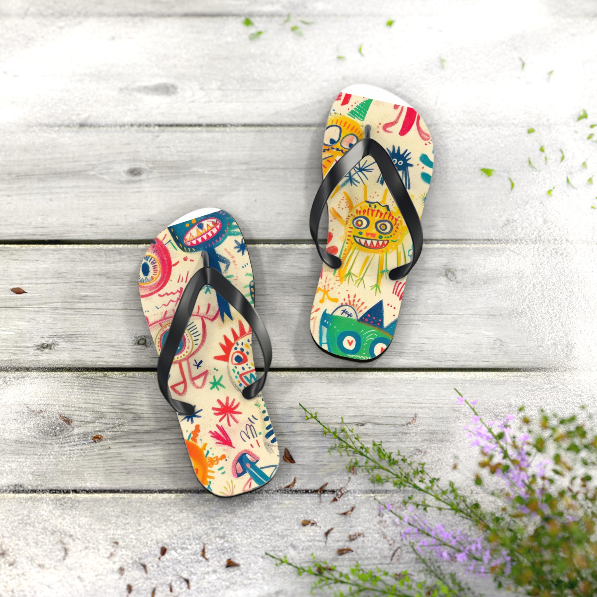 Flip Flops, Designed flip flops, Colorful flip flops, Unique sandals, Fun sandal design, Teachers gift, artwork, Sandals for Teachers