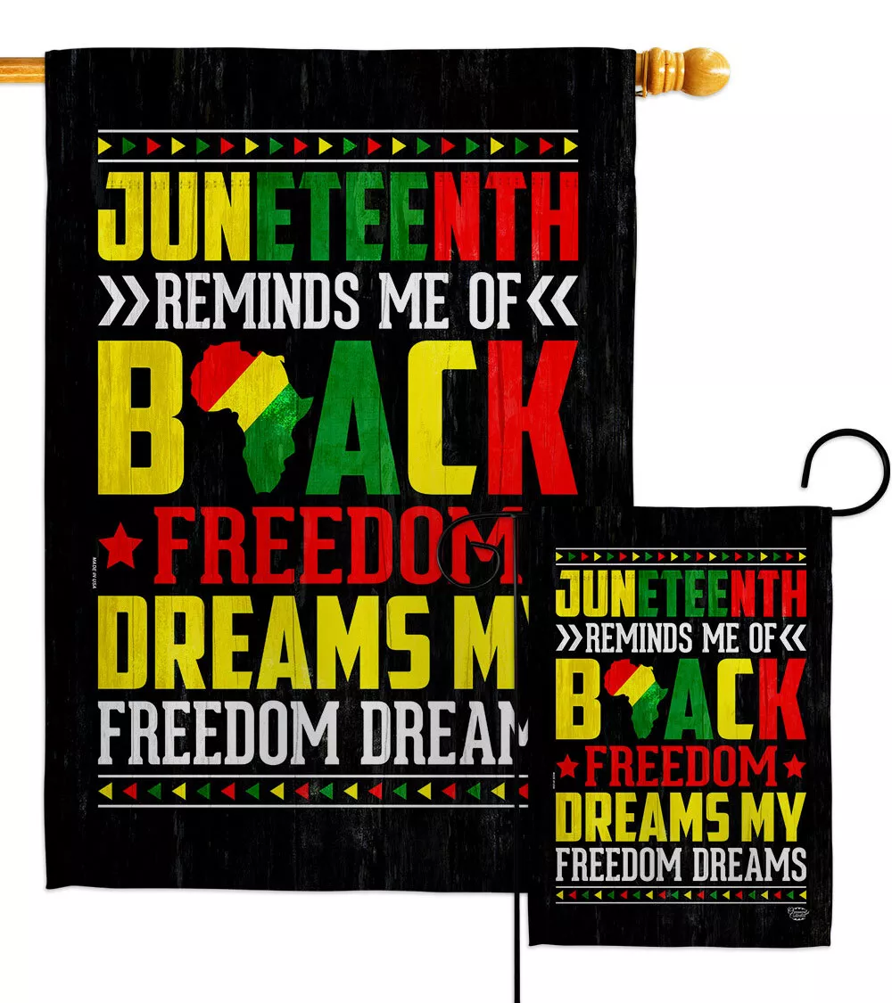 Black Freedom Flag Juneteenth Decorative Yard Banner
