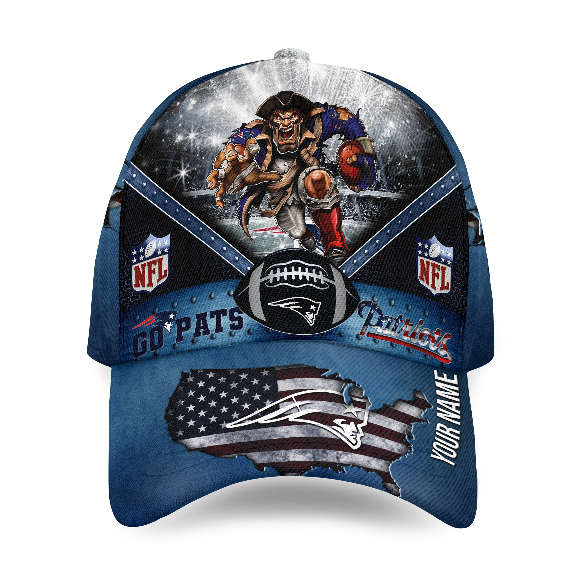 Custom New Englands Team Patriot National Team Baseball Cap, Football Custom Cap