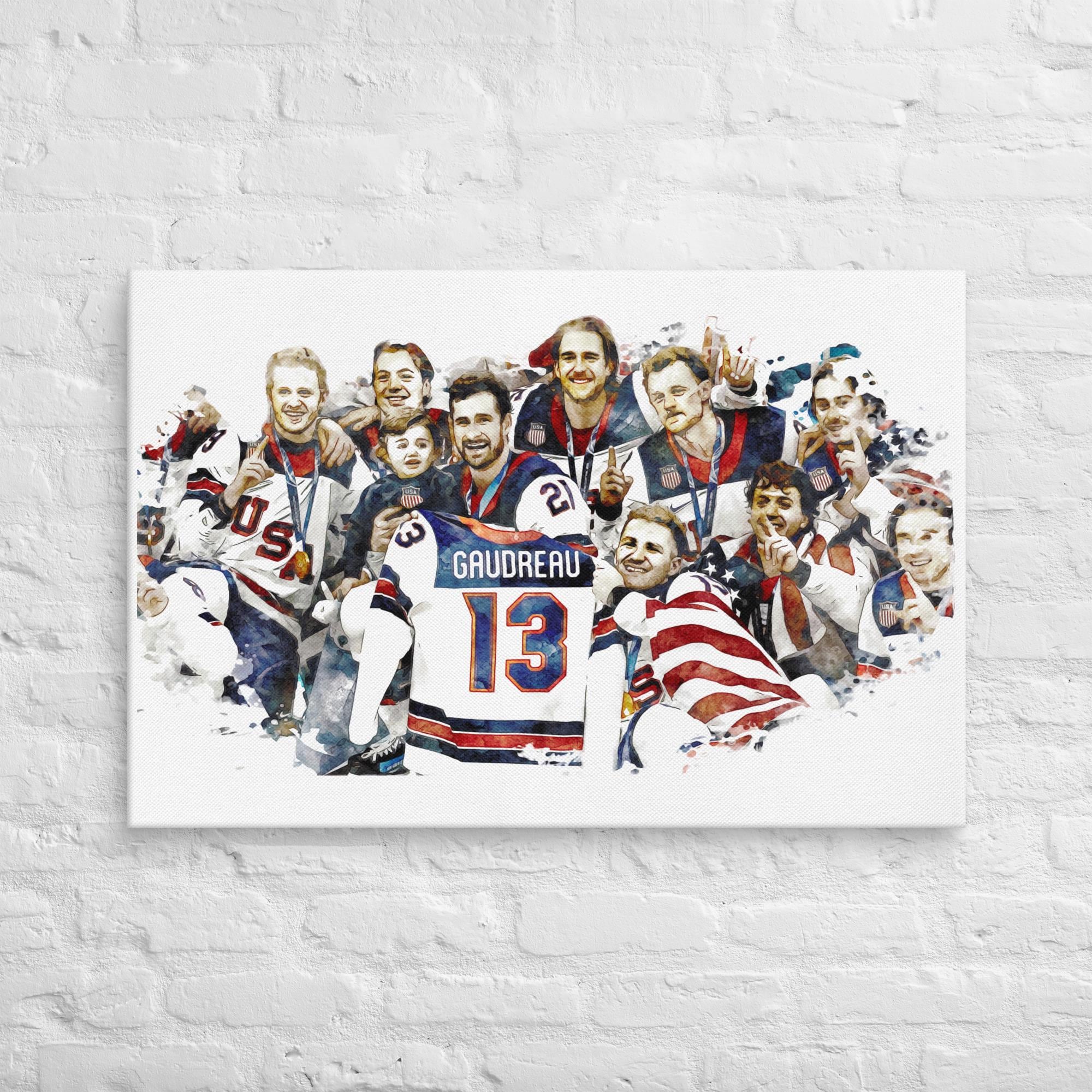2026 Team USA Hockey Olympics Gold Medal Johnny Gaudreau Tribute Canvas Art - Canvas