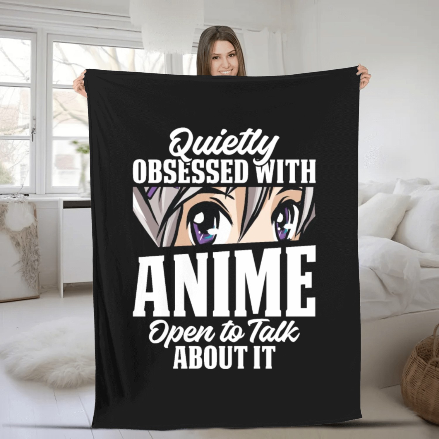 Quietly Obsessed With Anime Japanese Otaku Anime E Fleece Blankets