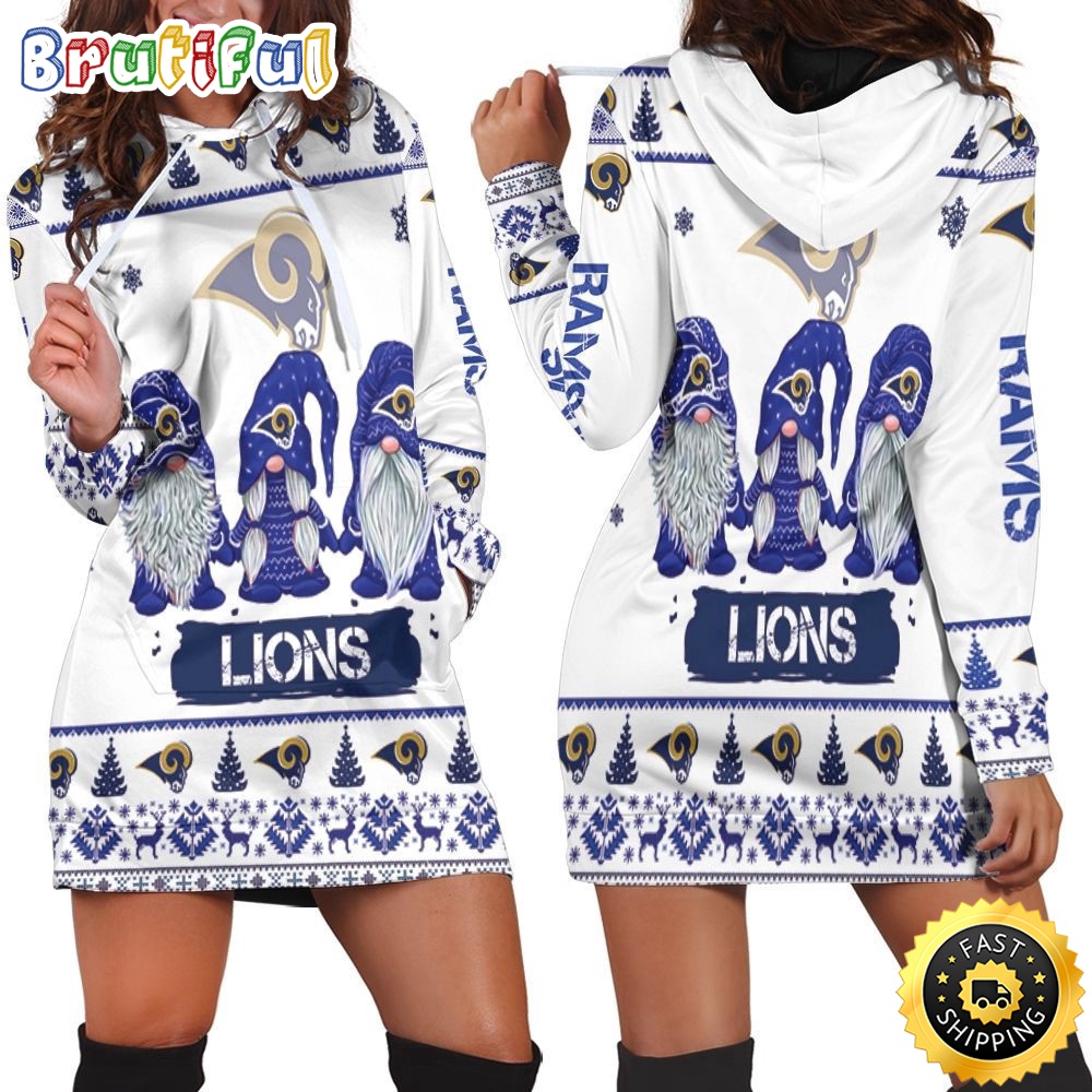 football Los Angeles Rams Hoodie Dress Gnomes All Over Print Hoodie Women