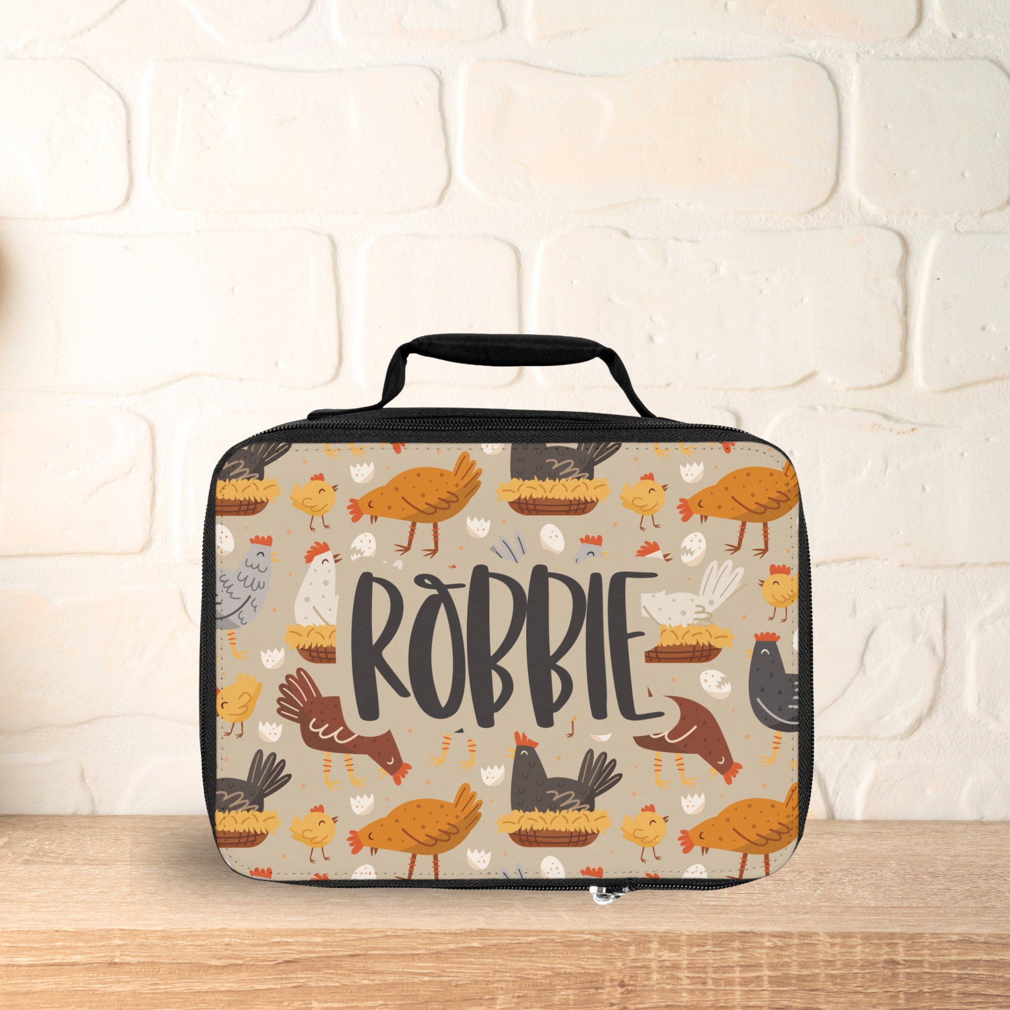 Chicken Lunchbox Personalized with Name / School Lunch Bag / Chicken Lover Gift / Insulated Lunch Bag / Custom Travel Snack Bag